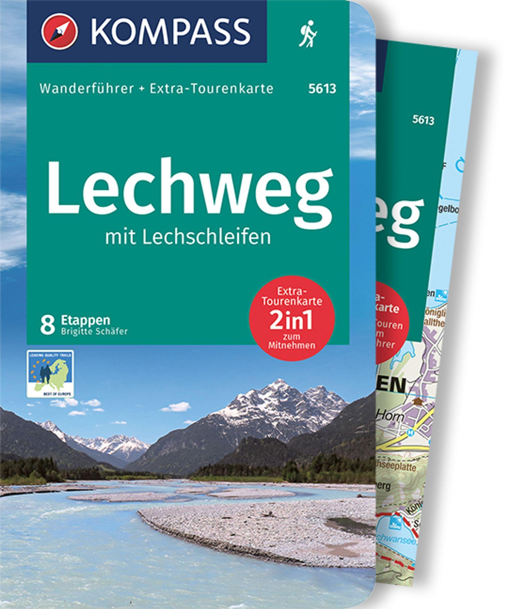 Vorderes Coverbild KOMPASS Wanderführer Lechweg mit Lechschleifen, 16 Touren und Etappen mit Extra-Tourenkarte