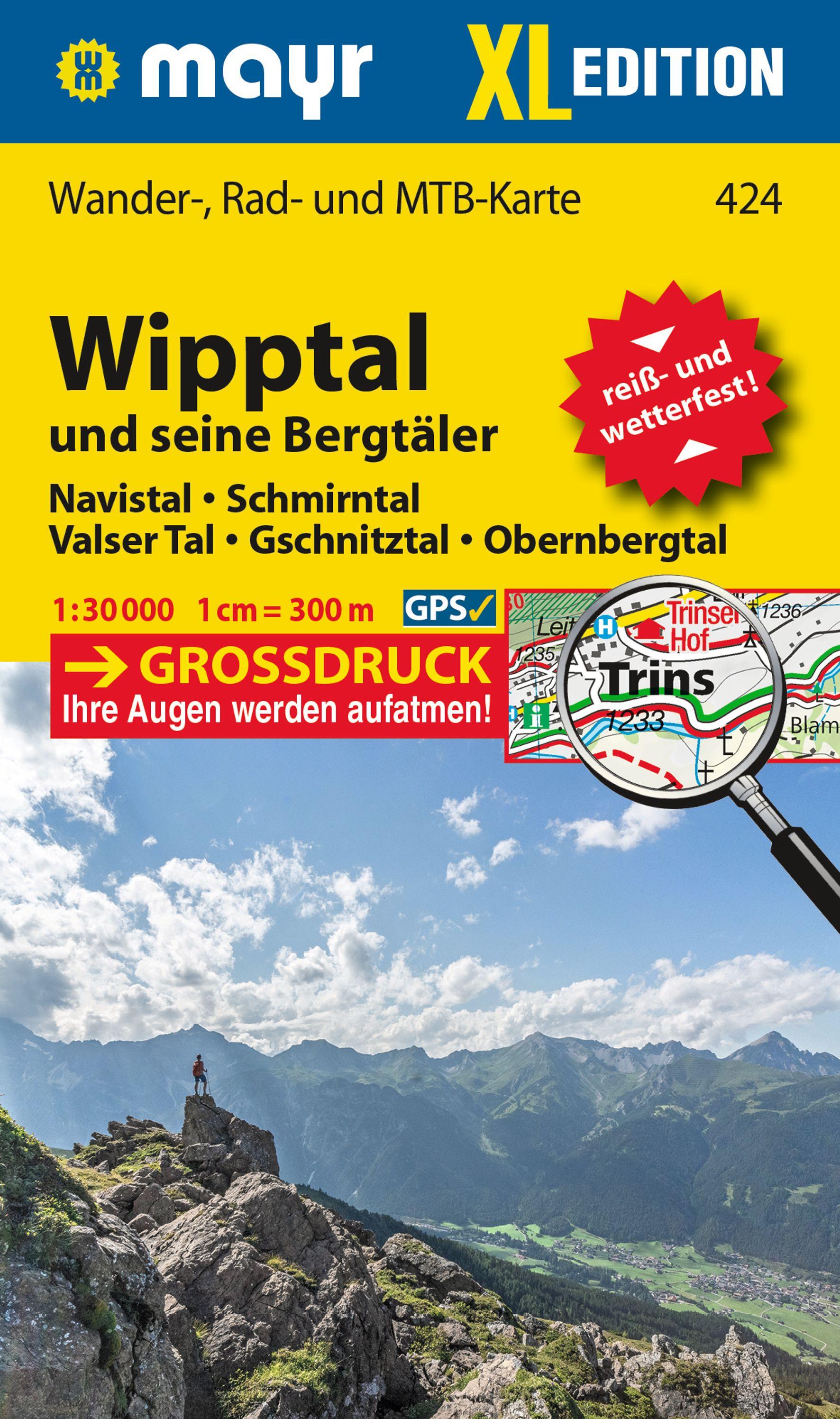 Vorderes Coverbild Mayr Wanderkarte Wipptal und seine Bergtäler 1:30.000