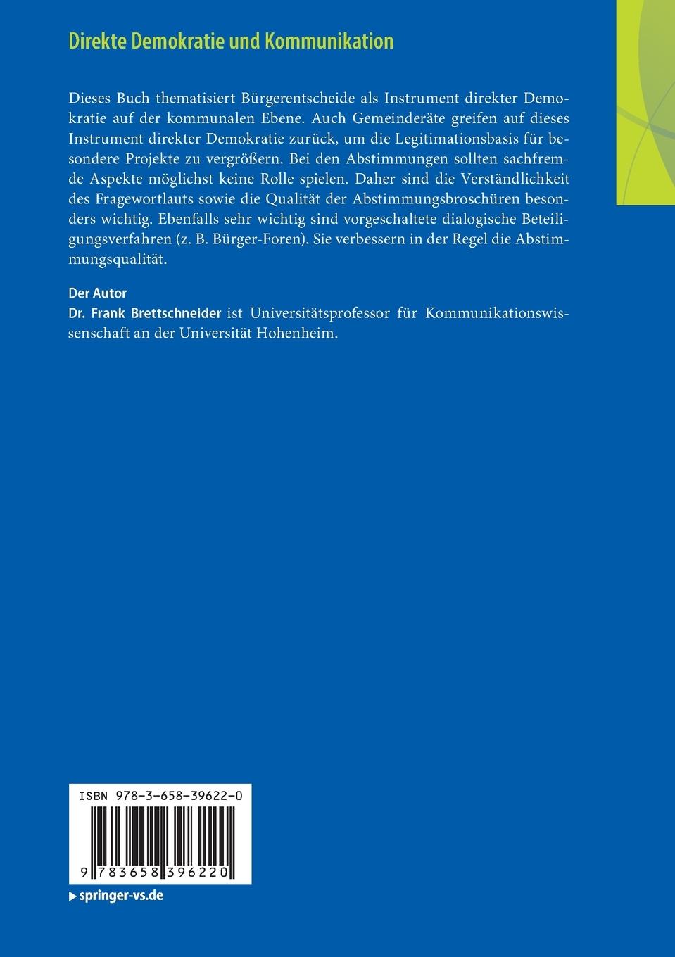Rückseitencover Direkte Demokratie und Kommunikation