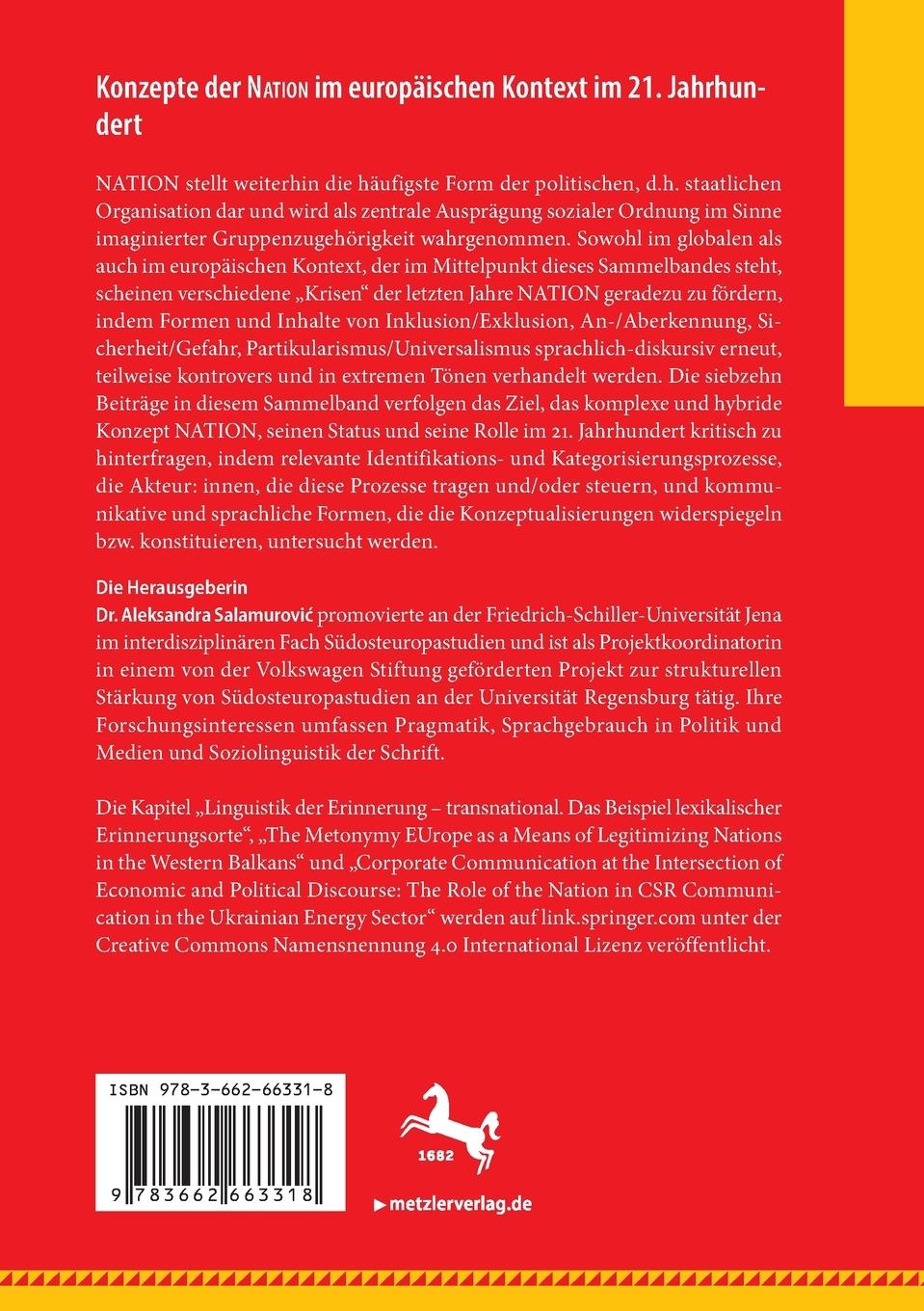 Rückseitencover Konzepte der NATION im europäischen Kontext im 21. Jahrhundert