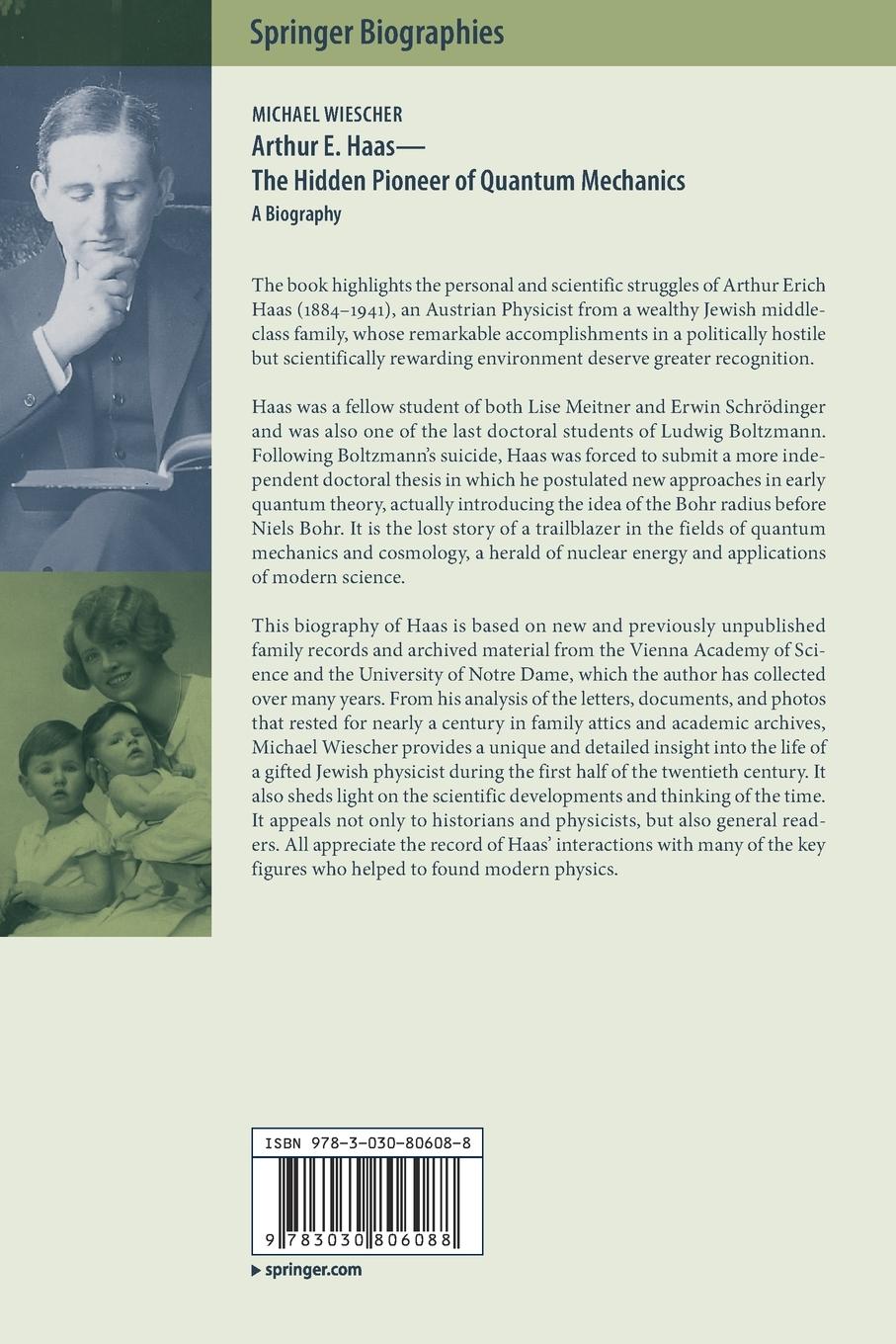 Rückseitencover Arthur E. Haas - The Hidden Pioneer of Quantum Mechanics