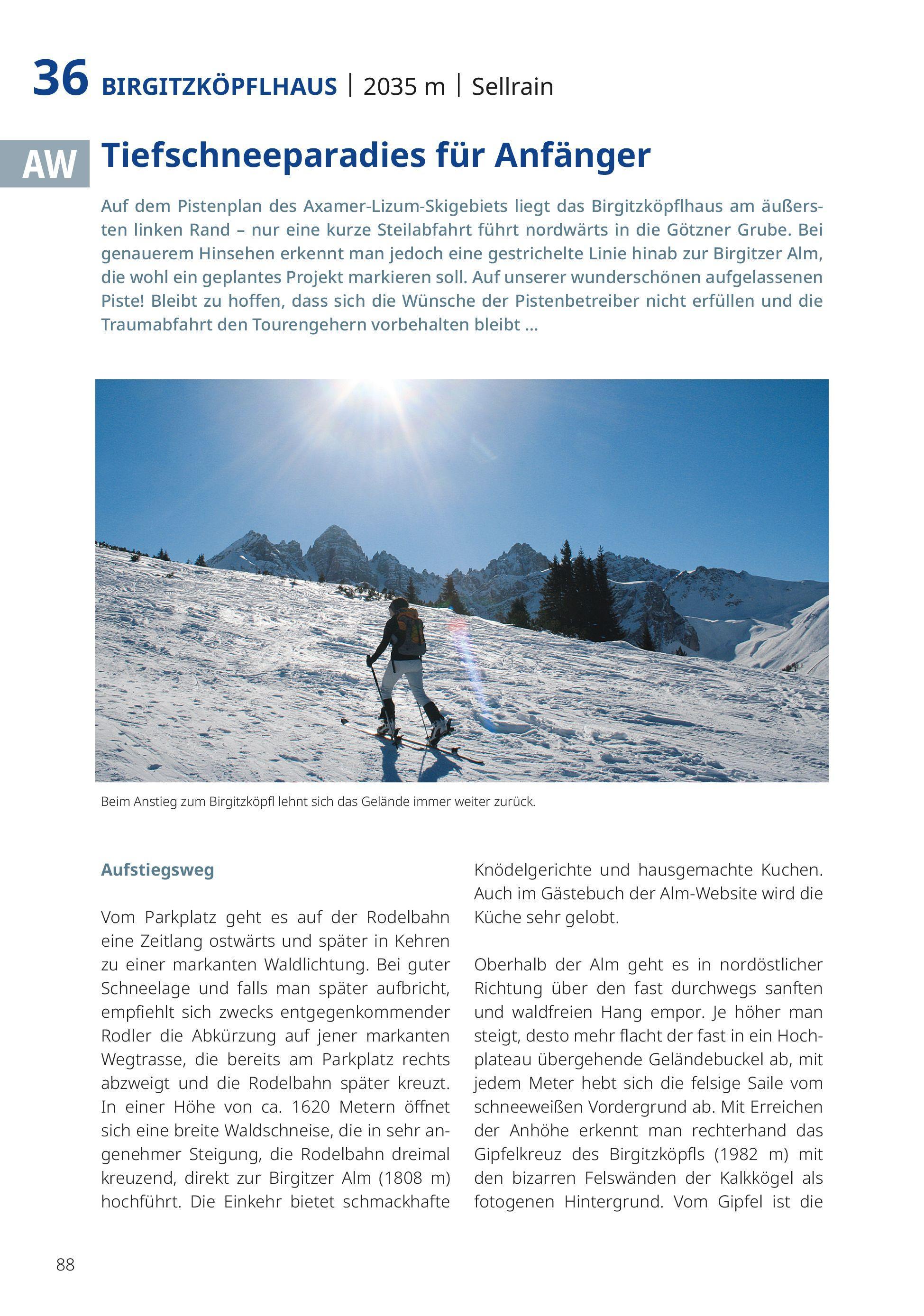 Beispielinhalt (Bild) Pistengehen und leichte Skitouren