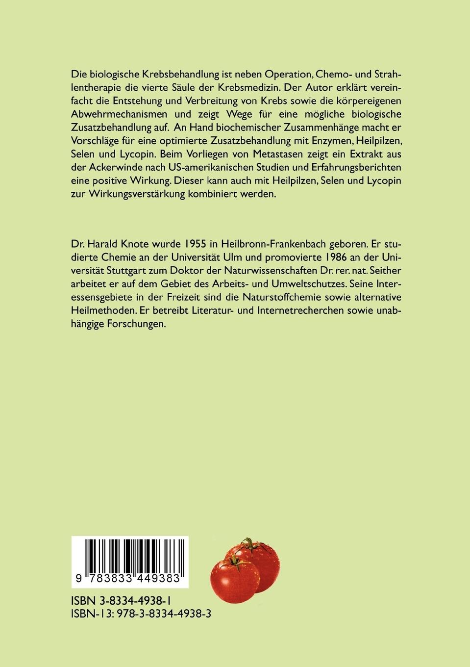 Rückseitencover Kombinierte Anwendung von Naturstoffen in der biologischen Krebsabwehr