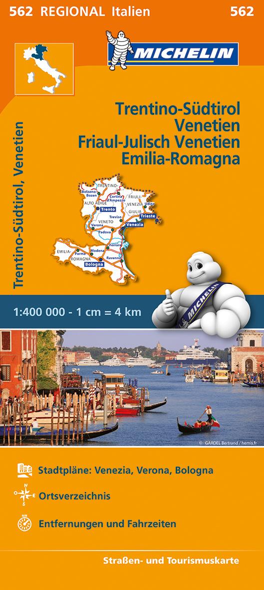 Vorderes Coverbild Michelin Trentino-Südtirol,Venetien, Friaul-Julisch Venetien, Emilia Romagna. Straßen- und Tourismuskarte 1:400.000