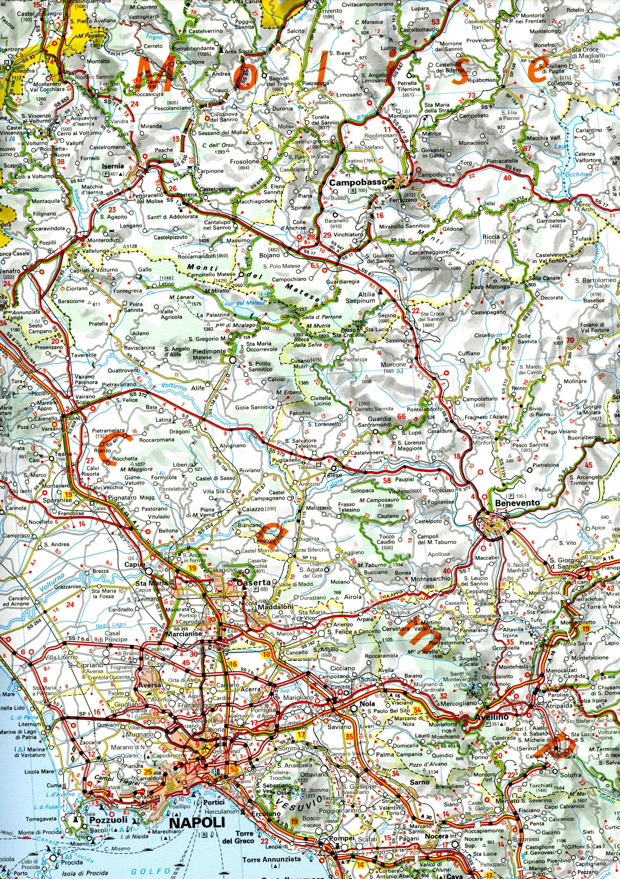 Beispielinhalt (Bild) Michelin Molise, Kampanien, Apulien, Basilikata, Kalabrien. Straßen- und Tourismuskarte 1:400.000