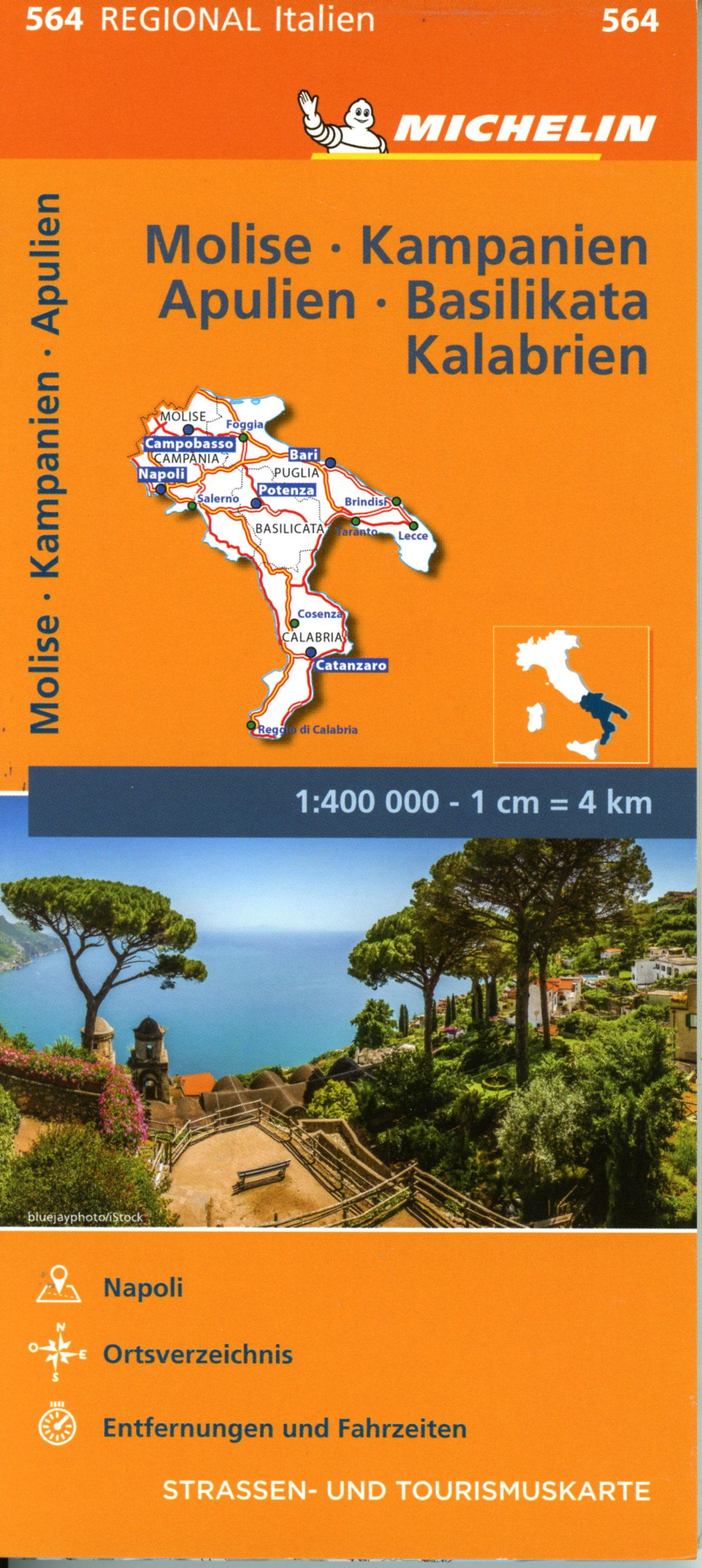 Vorderes Coverbild Michelin Molise, Kampanien, Apulien, Basilikata, Kalabrien. Straßen- und Tourismuskarte 1:400.000