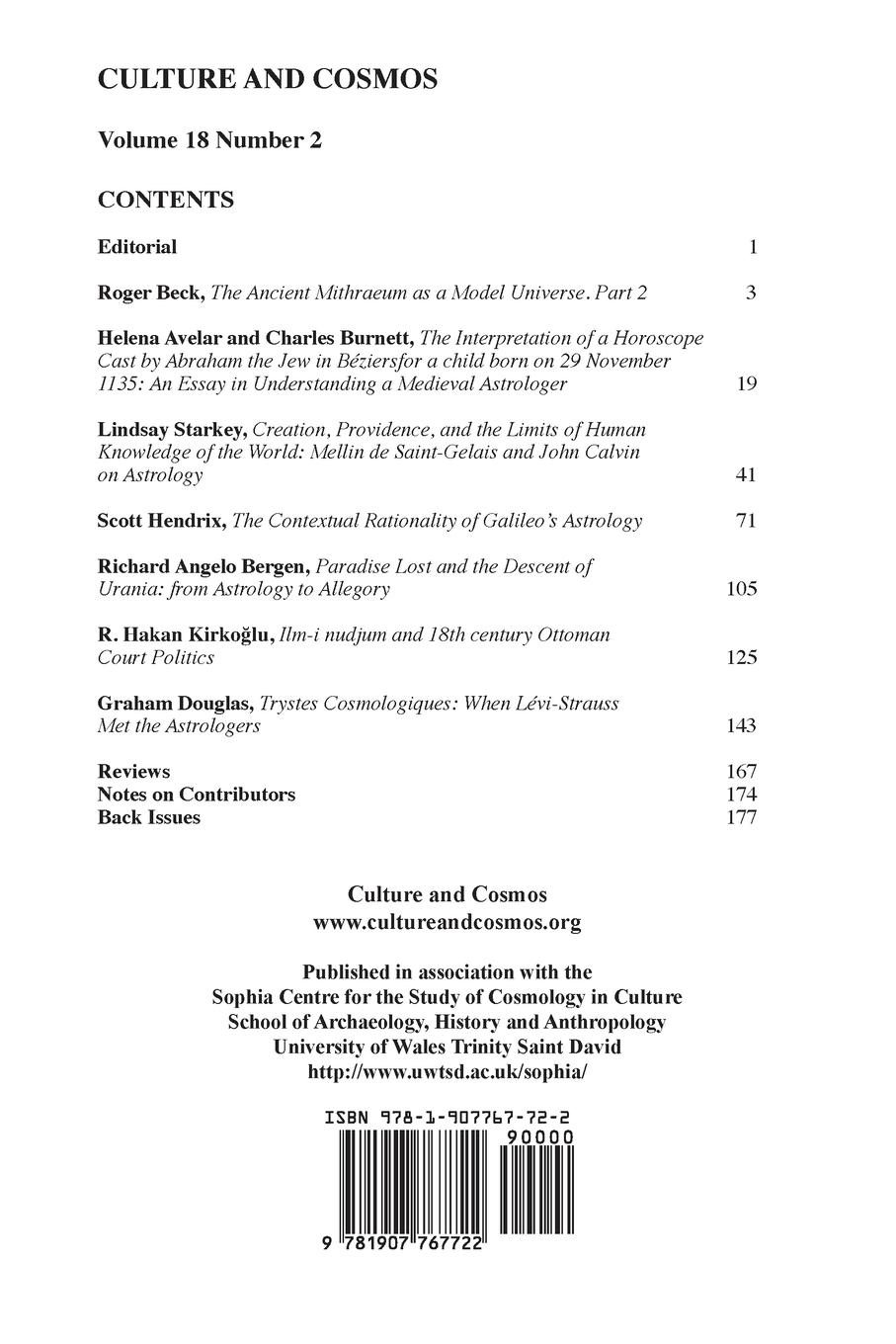 Rückseitencover Culture and Cosmos