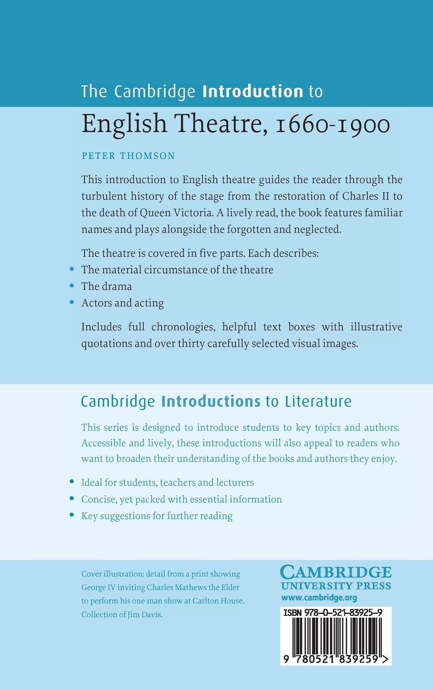Rückseitencover The Cambridge Introduction to English Theatre, 1660-1900