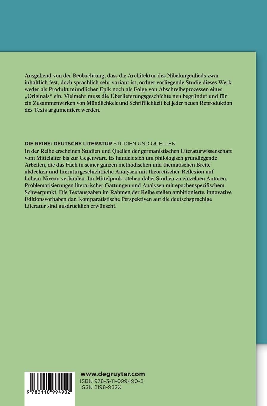 Rückseitencover Varianz - die Nibelungenfragmente
