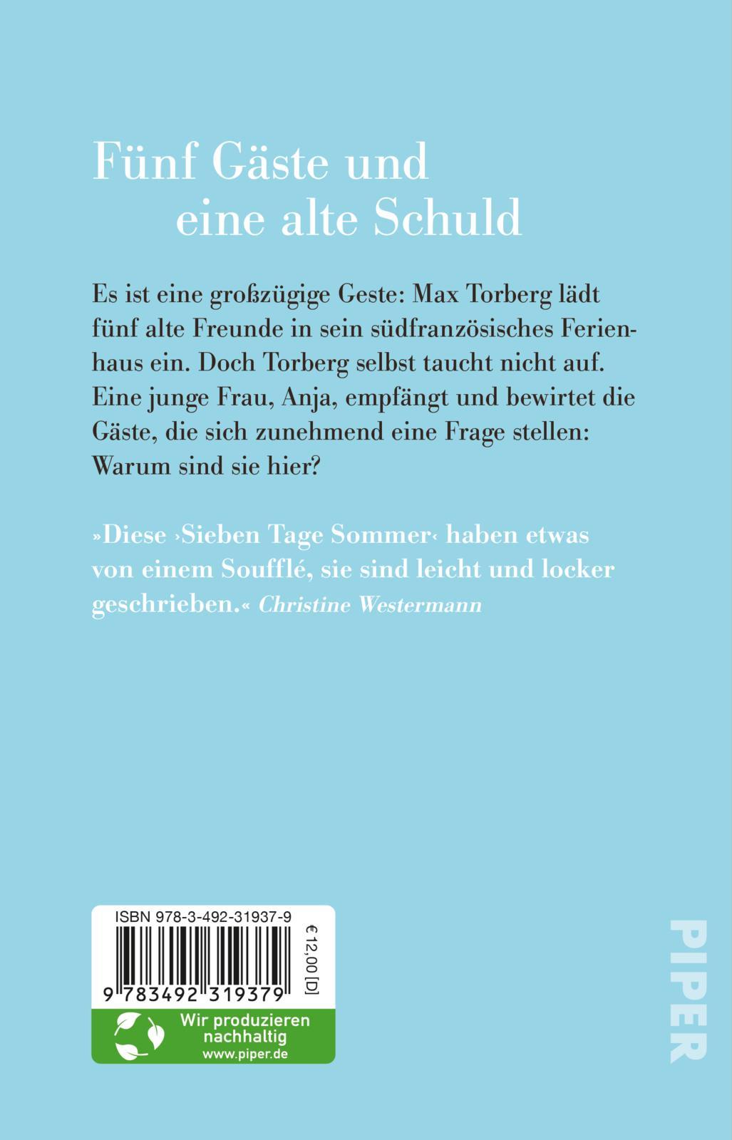 Rückseitencover Sieben Tage Sommer