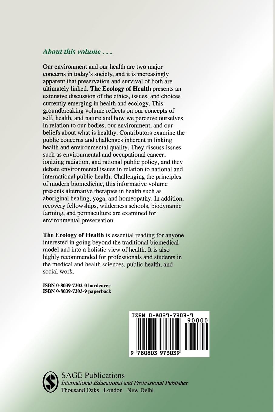 Rückseitencover The Ecology of Health