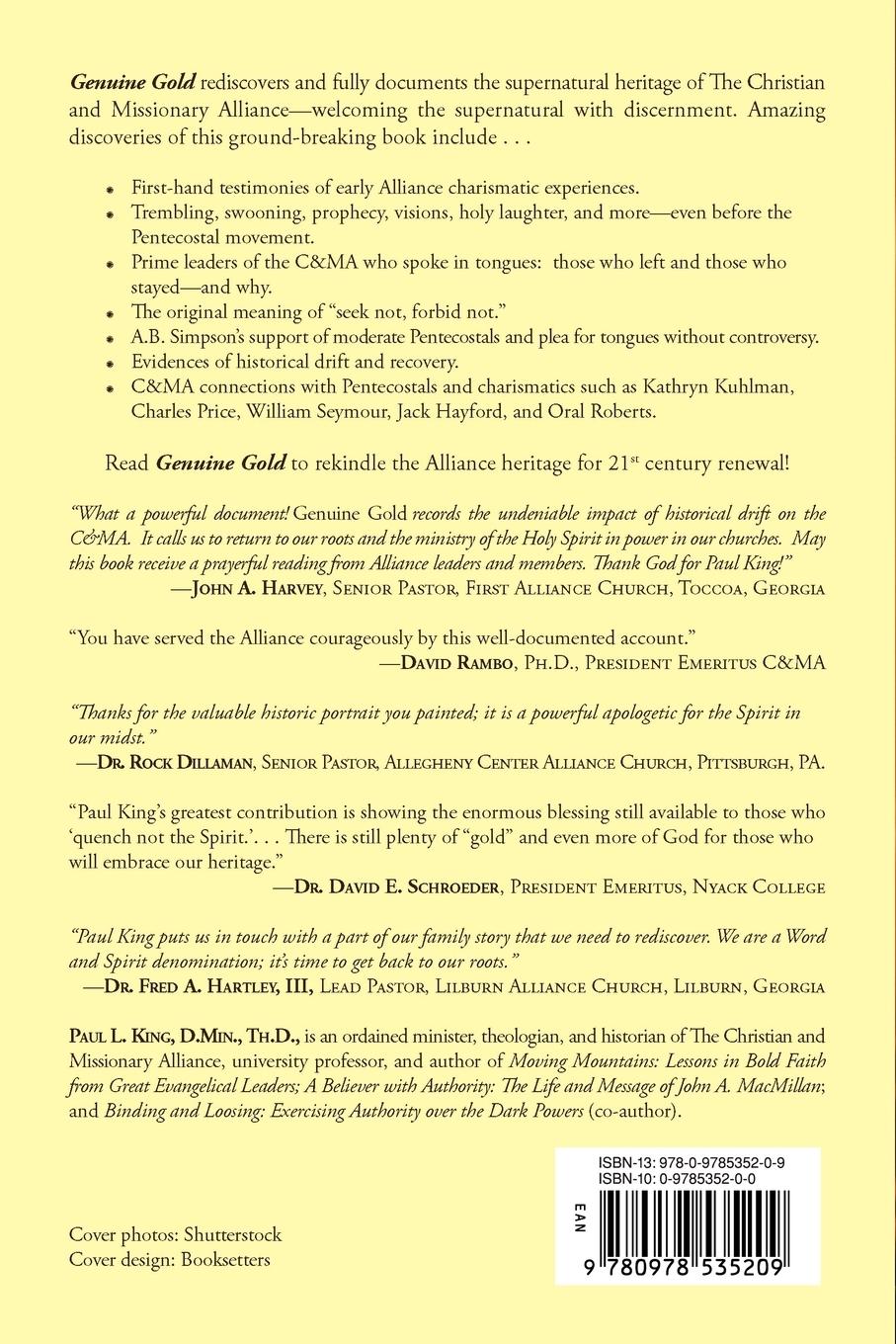 Rückseitencover Genuine Gold: The Cautiously Charismatic Story of the Early Christian and Missionary Alliance