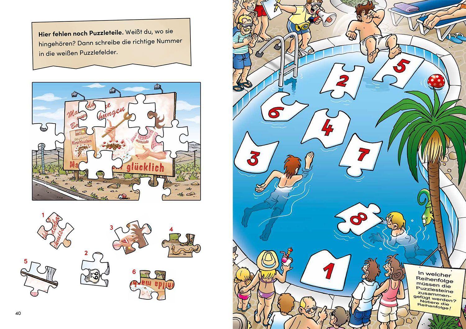 Beispielinhalt (Bild) Die drei ??? Kids Ferienrätselbuch
