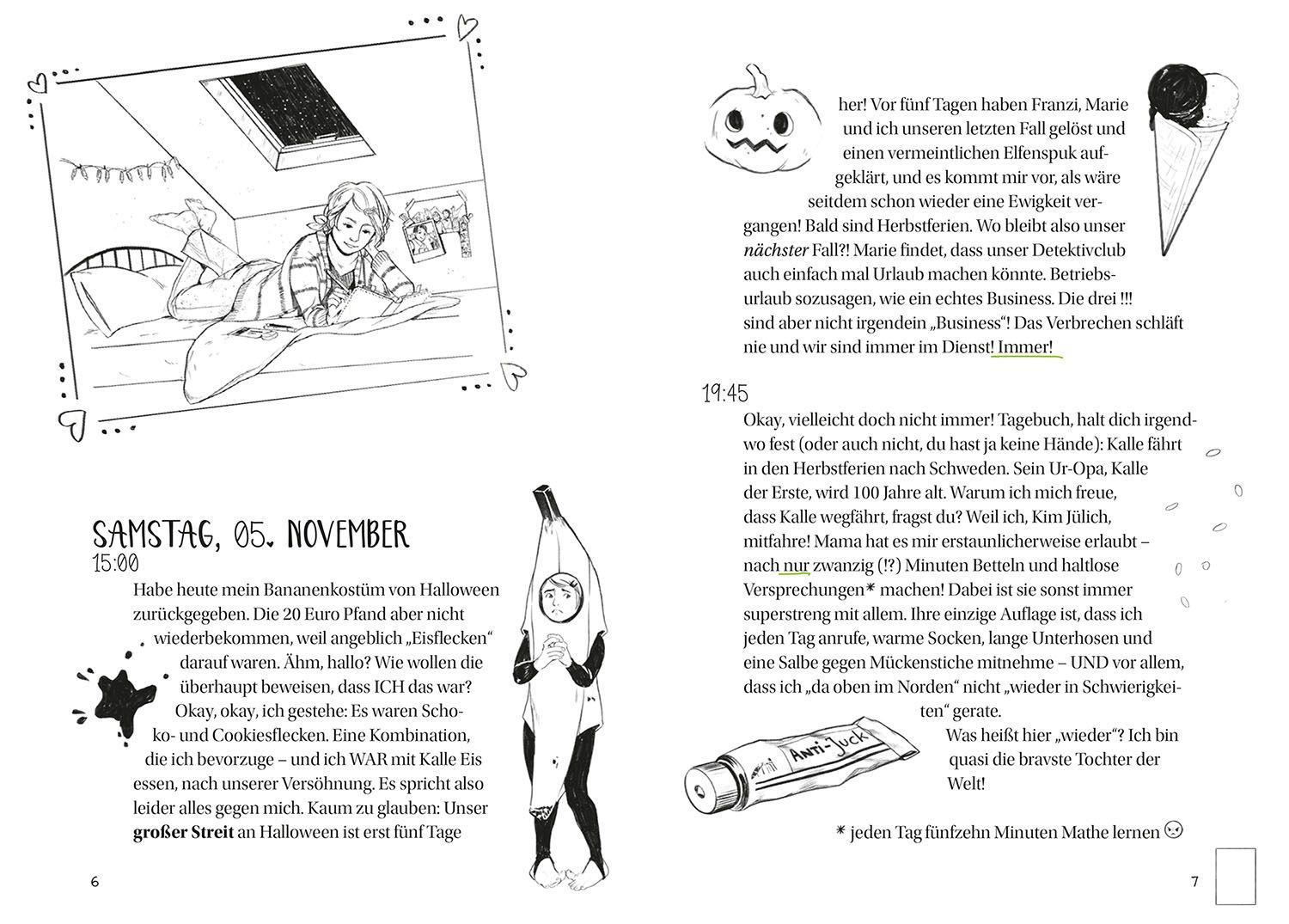 Beispielinhalt (Bild) Die drei !!!, Kims Tagebuch, Pleiten, Pech und Pannen