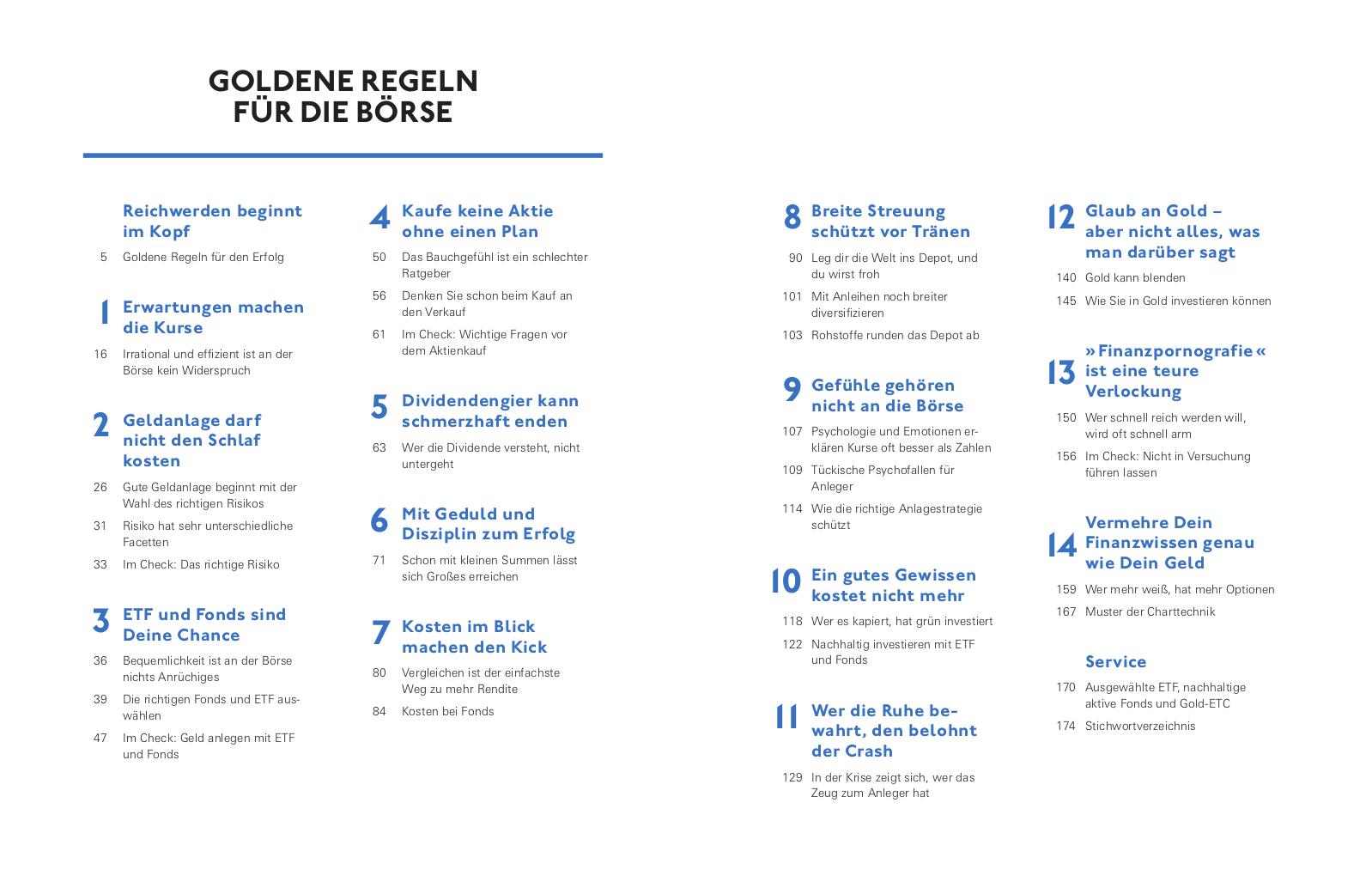 Beispielinhalt (Bild) Goldene Regeln für die Börse