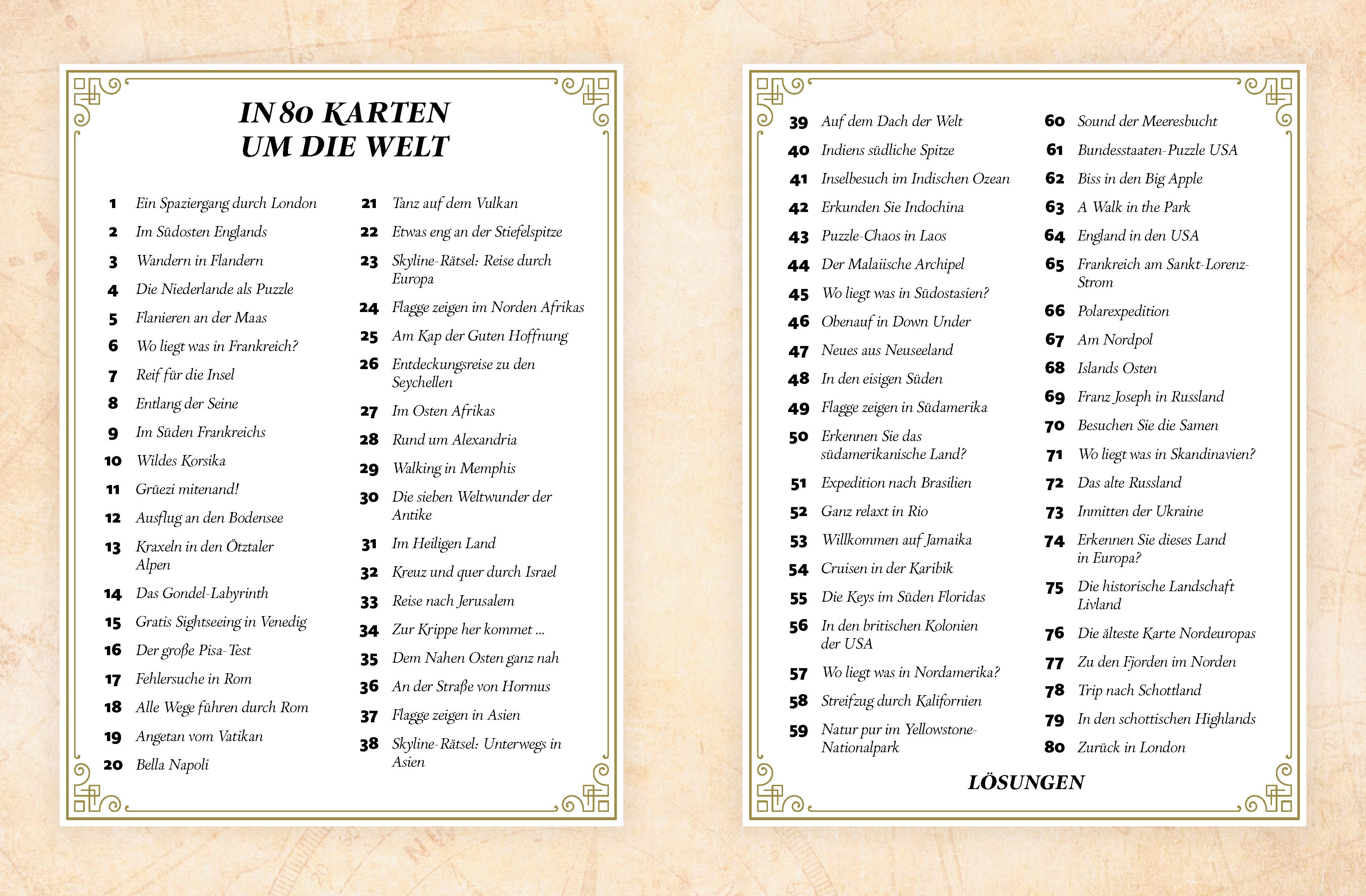 Beispielinhalt (Bild) Rätselbuch der Landkarten. In 80 Karten um die Welt