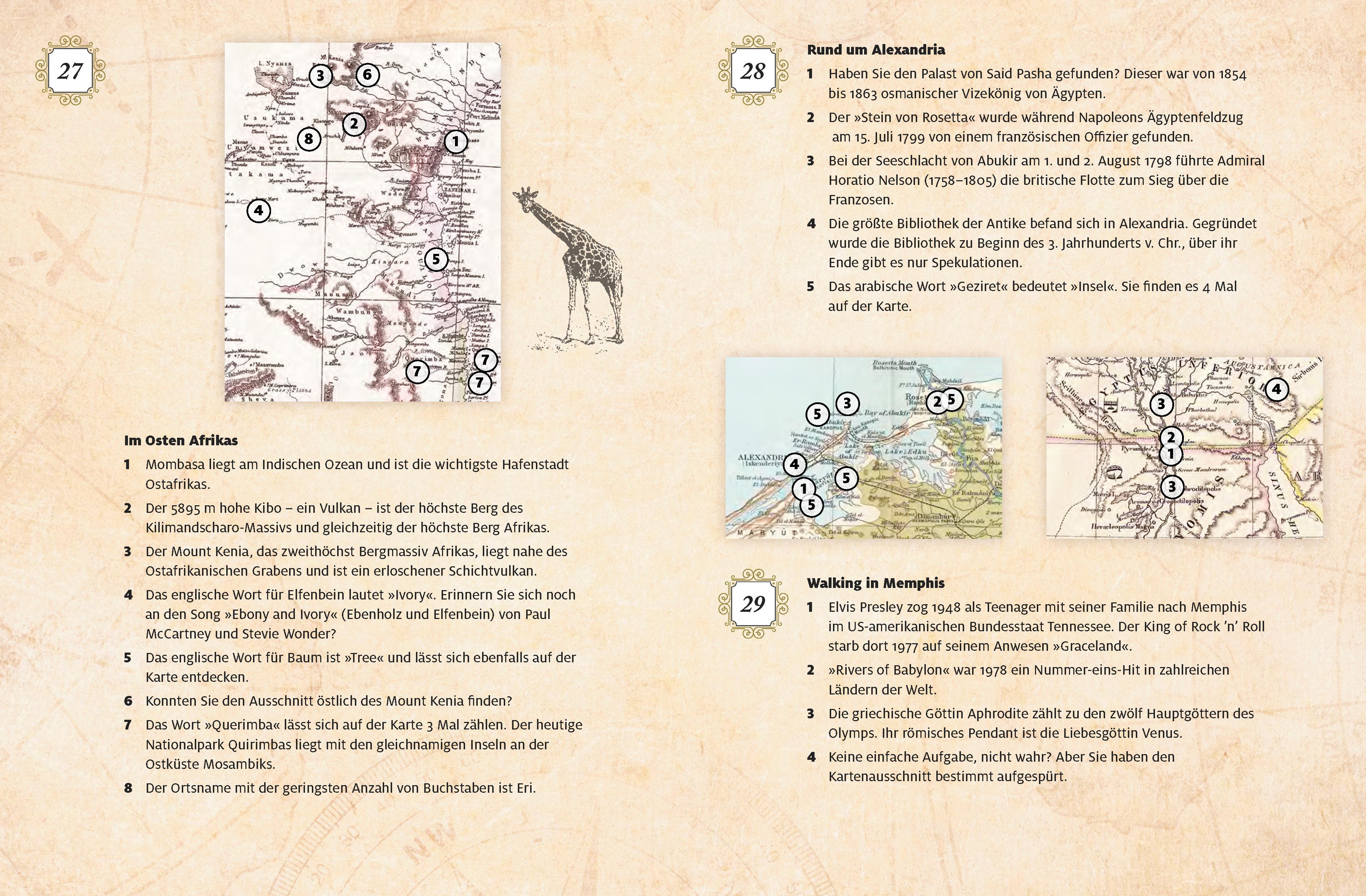 Beispielinhalt (Bild) Rätselbuch der Landkarten. In 80 Karten um die Welt