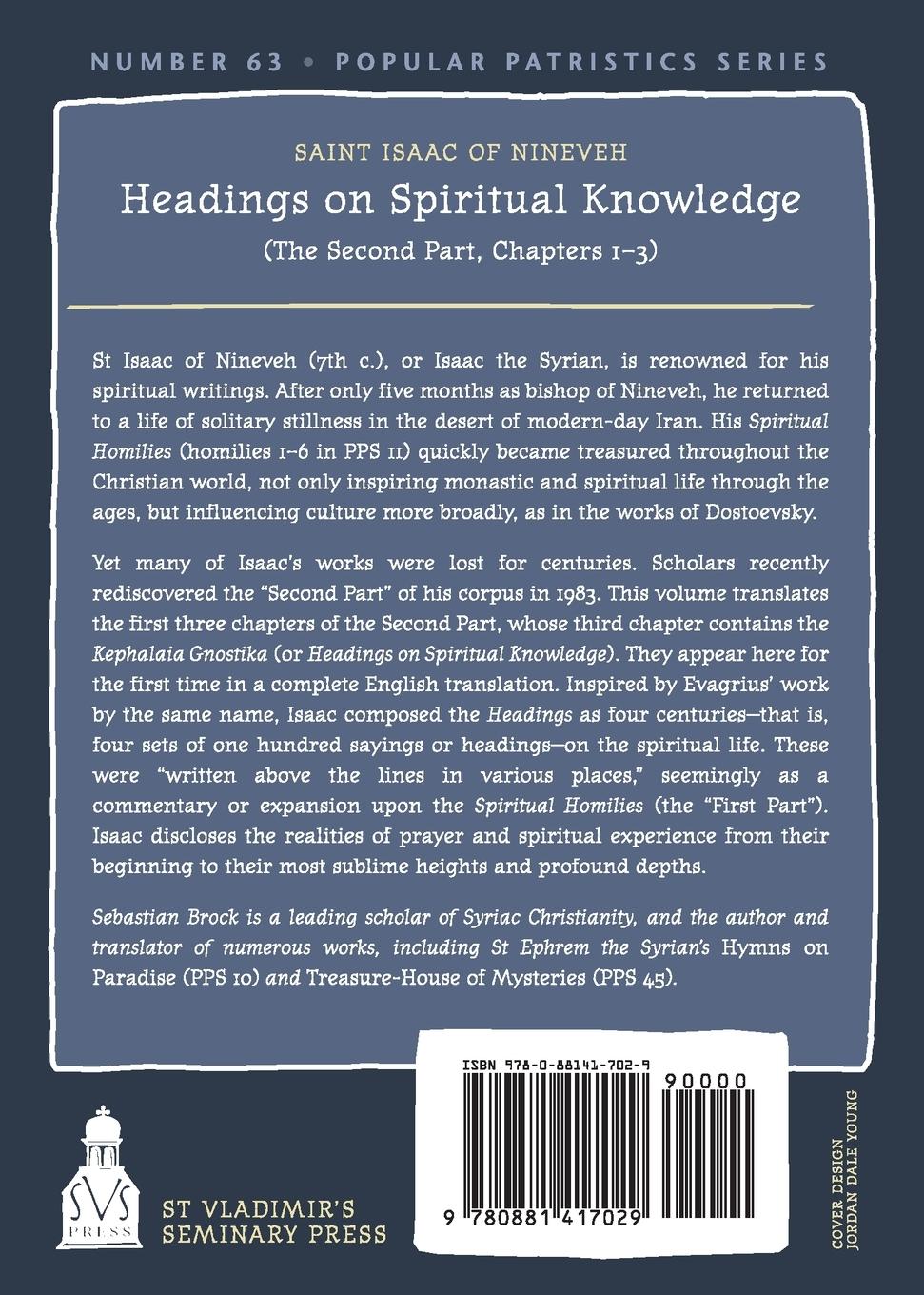 Rückseitencover Headings on Spiritual Knowledge