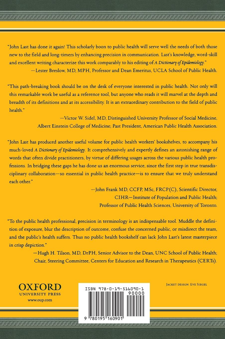 Rückseitencover A Dictionary of Public Health