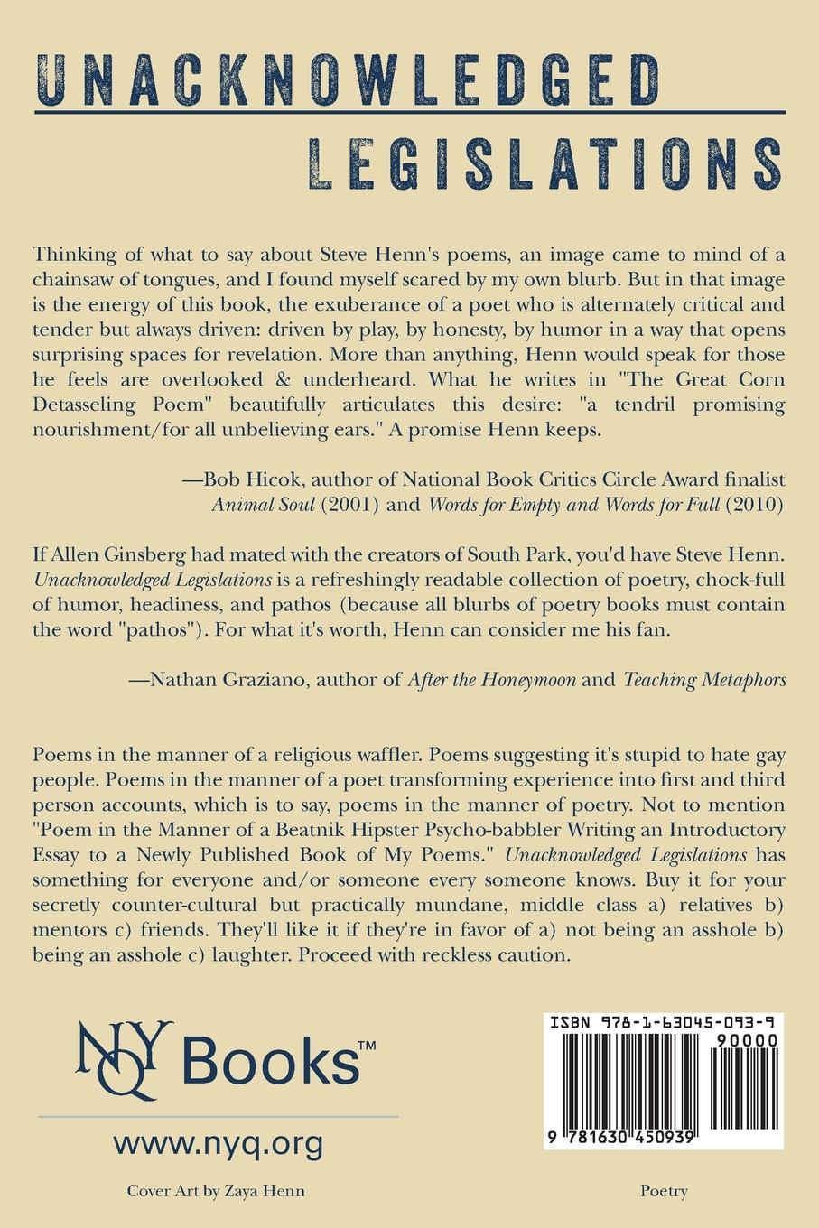 Rückseitencover Unacknowledged Legislations, 2nd edition