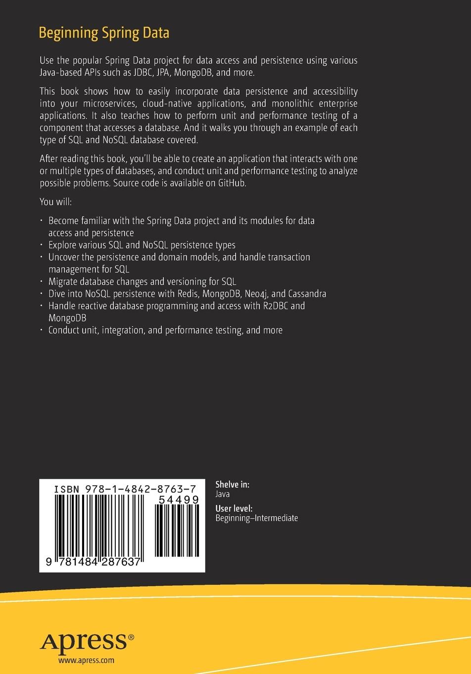 Rückseitencover Beginning Spring Data