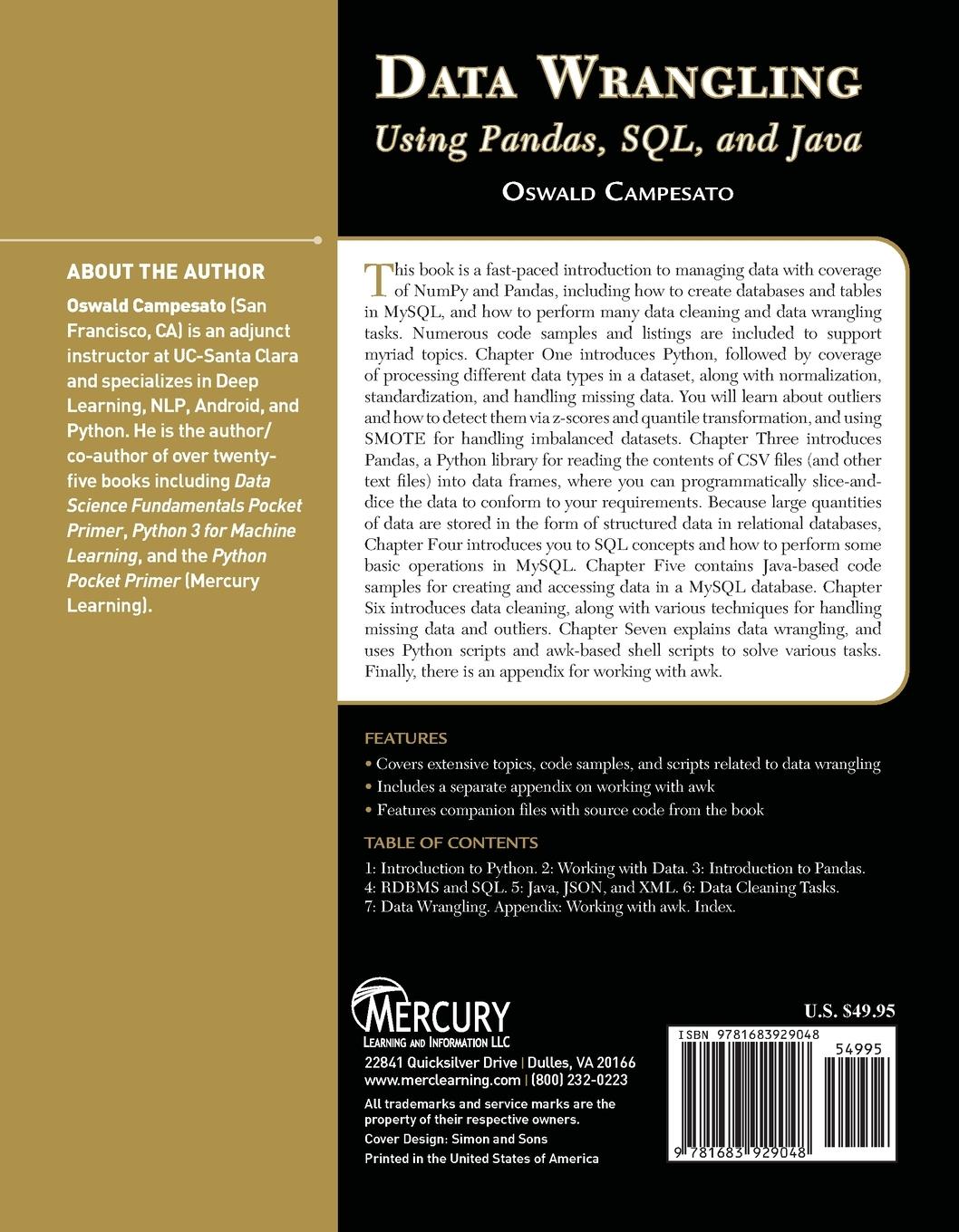 Rückseitencover Data Wrangling Using Pandas, SQL, and Java