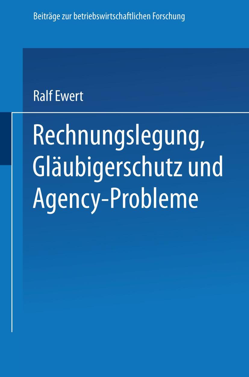 Vorderes Coverbild Rechnungslegung, Gläubigerschutz und Agency-Probleme