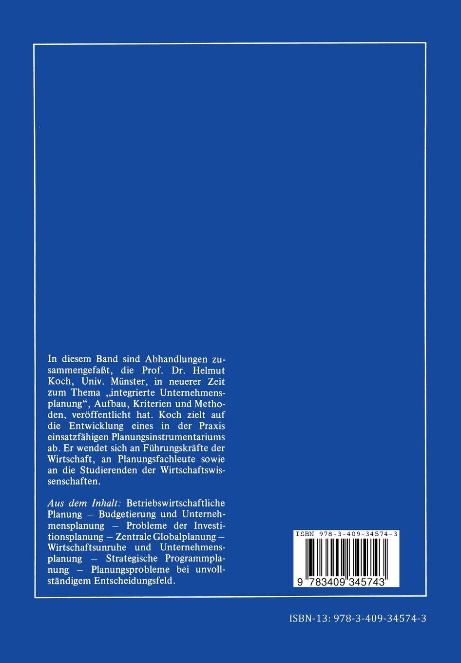 Rückseitencover Neuere Beiträge zur Unternehmensplanung