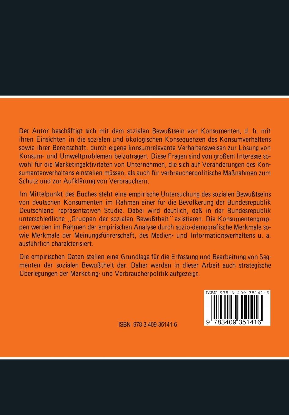 Rückseitencover Das soziale Bewußtsein von Konsumenten