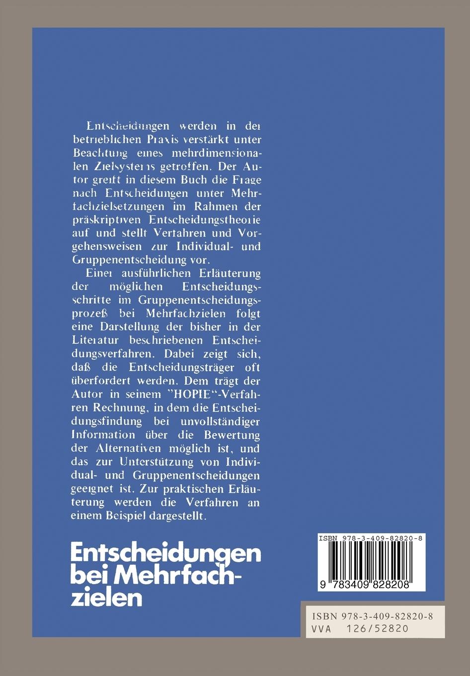 Rückseitencover Entscheidungen bei Mehrfachzielen