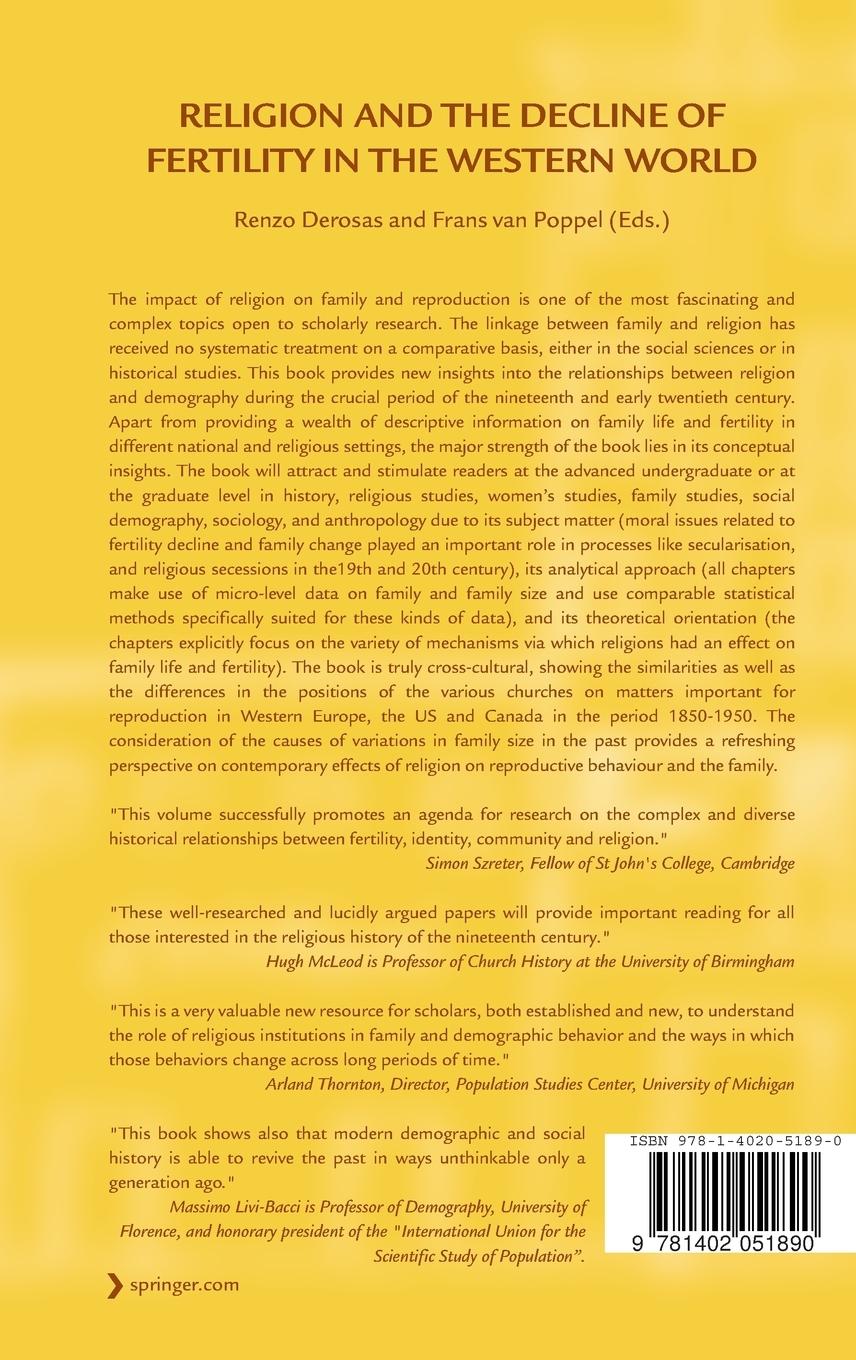 Rückseitencover Religion and the Decline of Fertility in the Western World