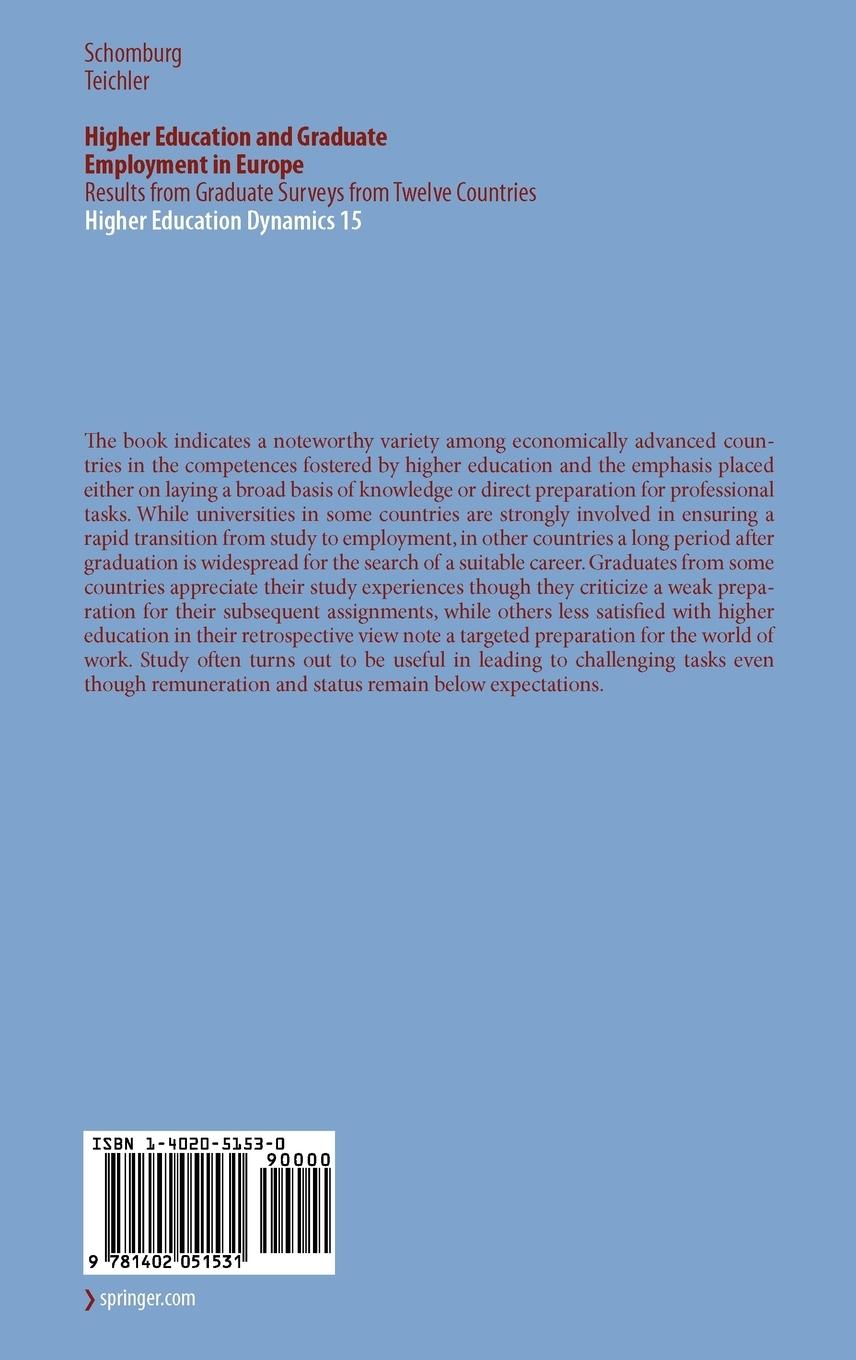 Rückseitencover Higher Education and Graduate Employment in Europe