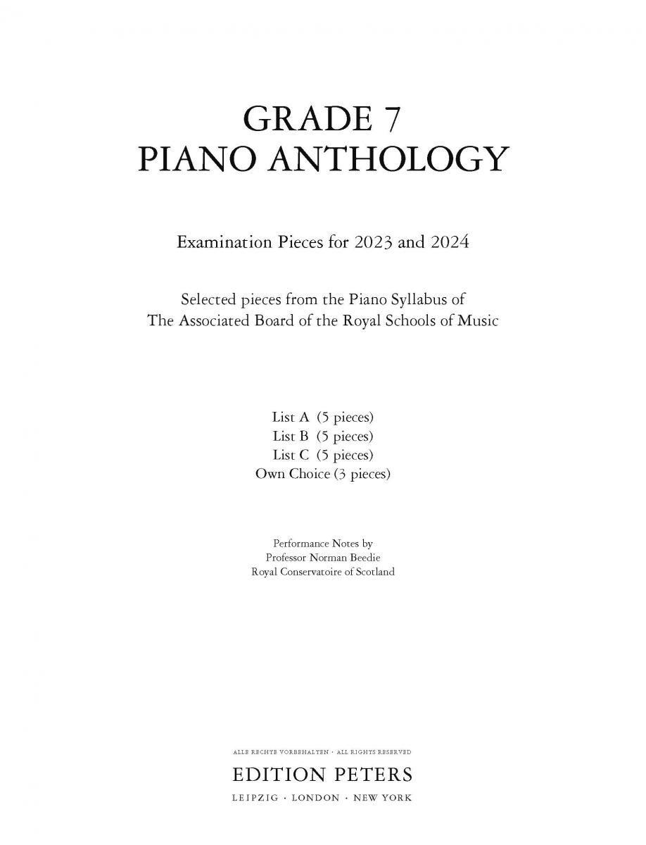Vorderes Coverbild Grade 7 Piano Anthology 2023-2024