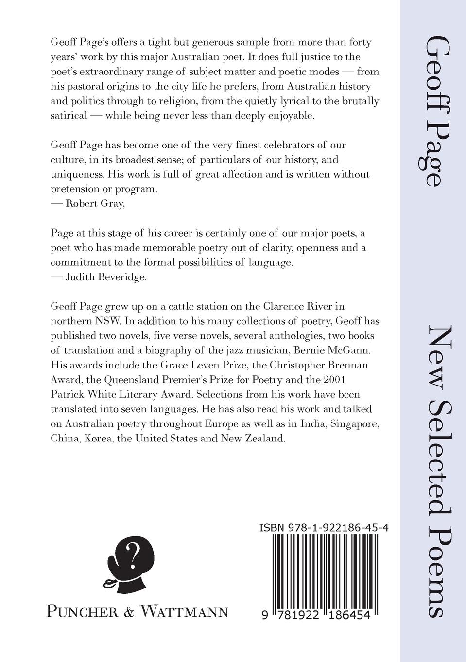 Rückseitencover New Selected Poems