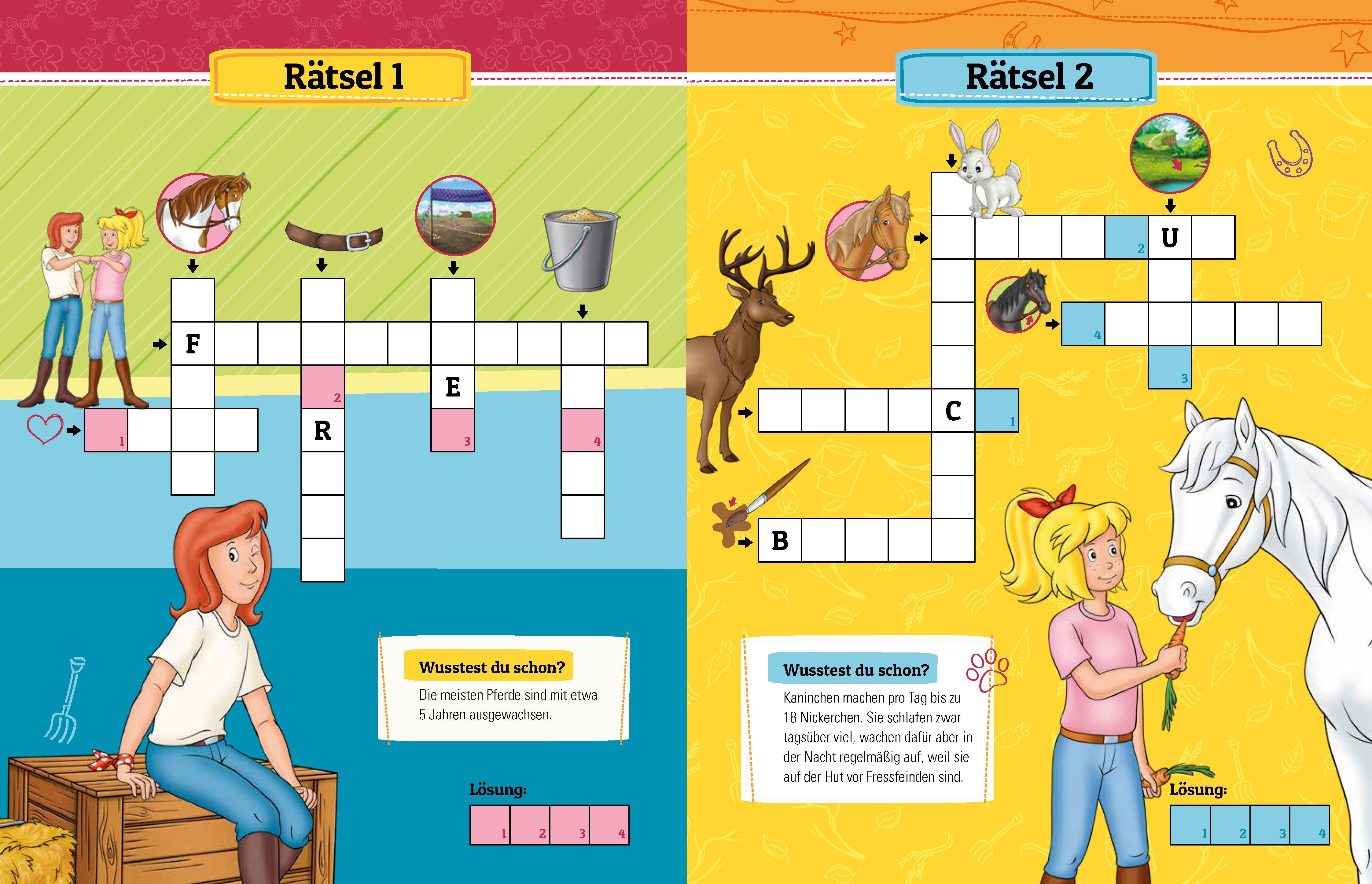 Beispielinhalt (Bild) Bibi & Tina Kreuzworträtsel für Lese-Anfänger