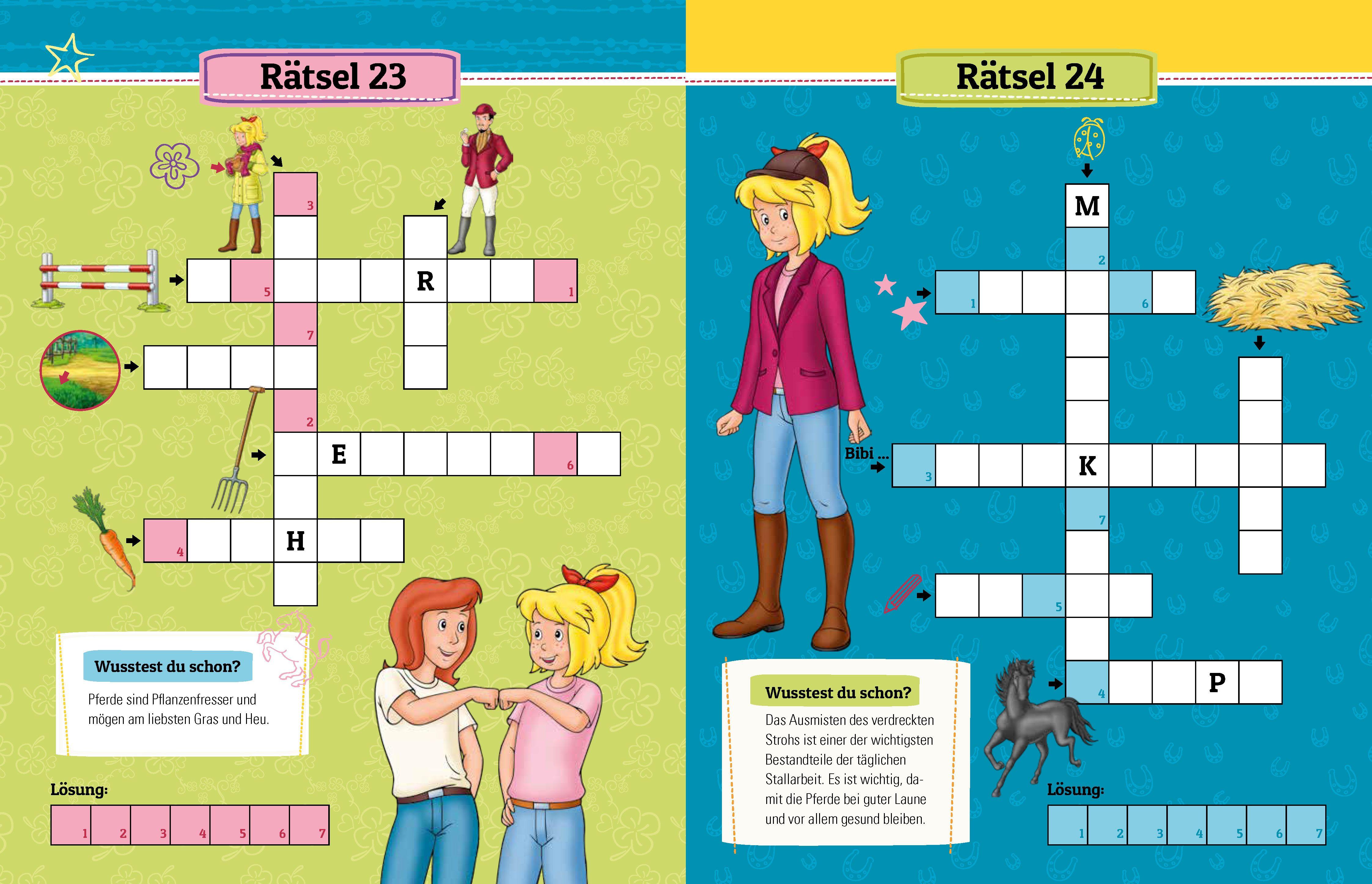 Beispielinhalt (Bild) Bibi & Tina Kreuzworträtsel für Lese-Anfänger
