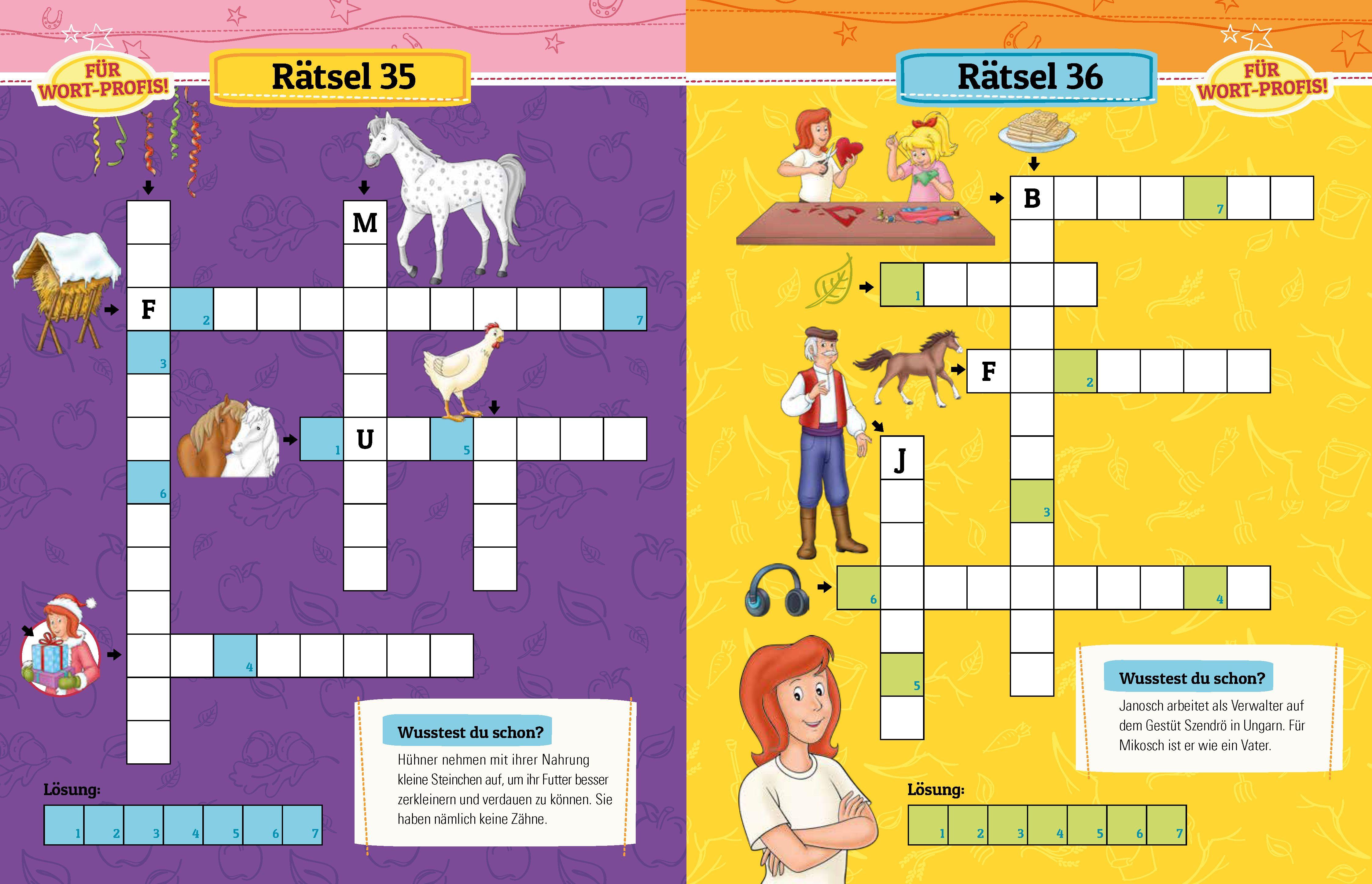 Beispielinhalt (Bild) Bibi & Tina Kreuzworträtsel für Lese-Anfänger