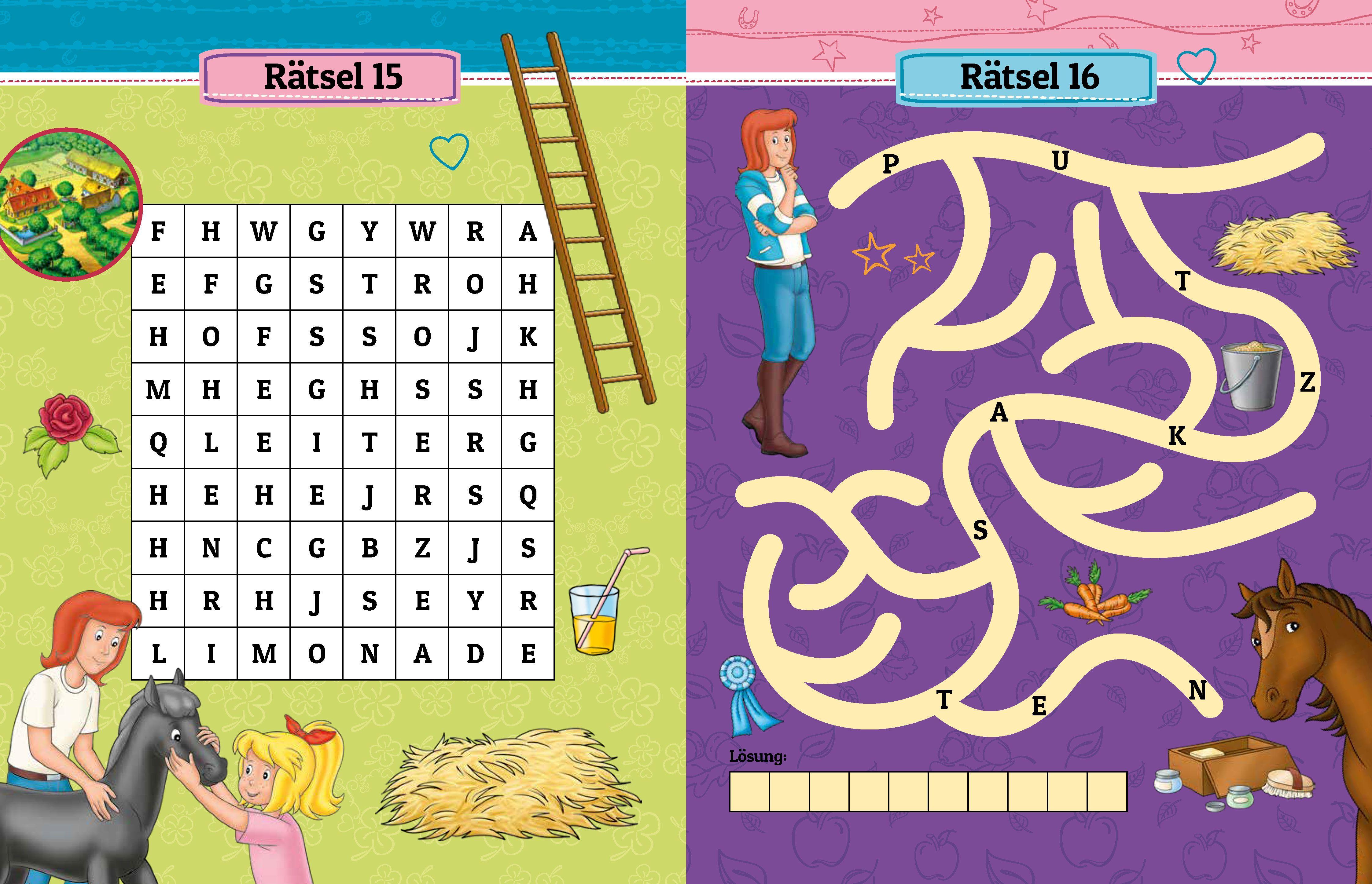 Beispielinhalt (Bild) Bibi & Tina Kreuzworträtsel für Lese-Anfänger