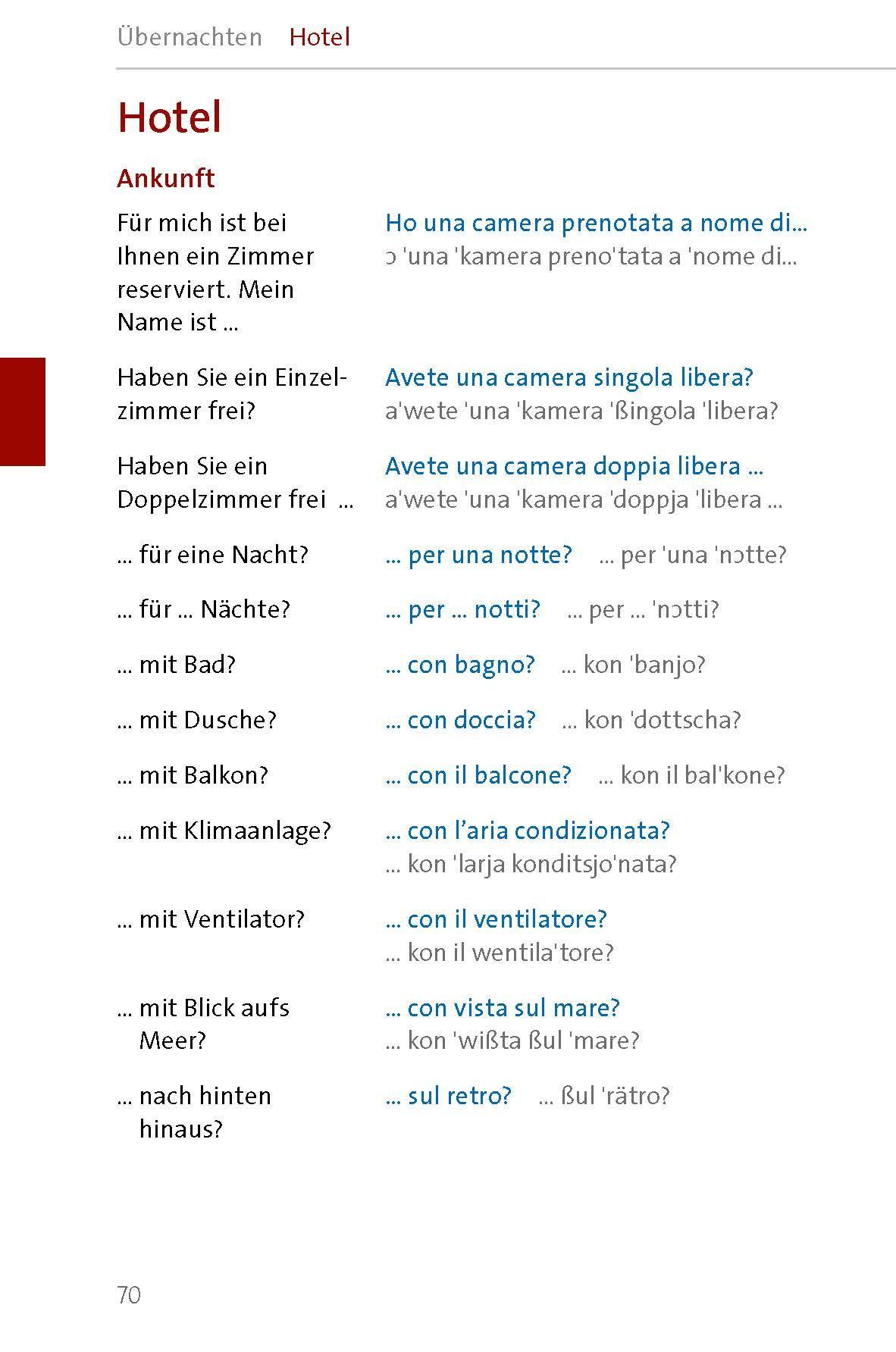 Beispielinhalt (Bild) Langenscheidt Sprachführer Italienisch