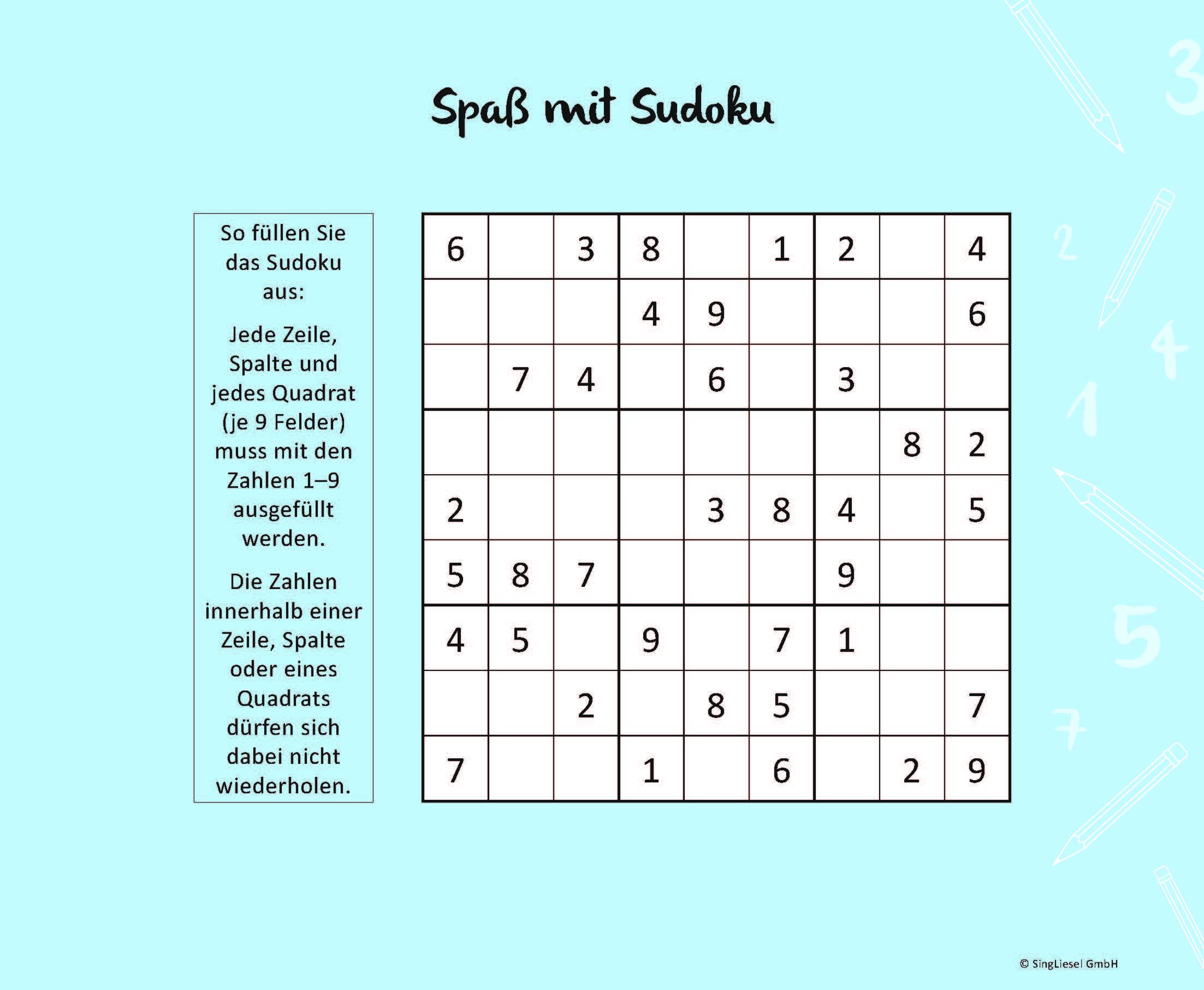 Beispielinhalt (Bild) Einfache Sudokus für Senioren, die Spaß machen. Rätsel-Spaß, Beschäftigung und Gedächtnistraining für Senioren. Auch mit Demenz. Großdruck.