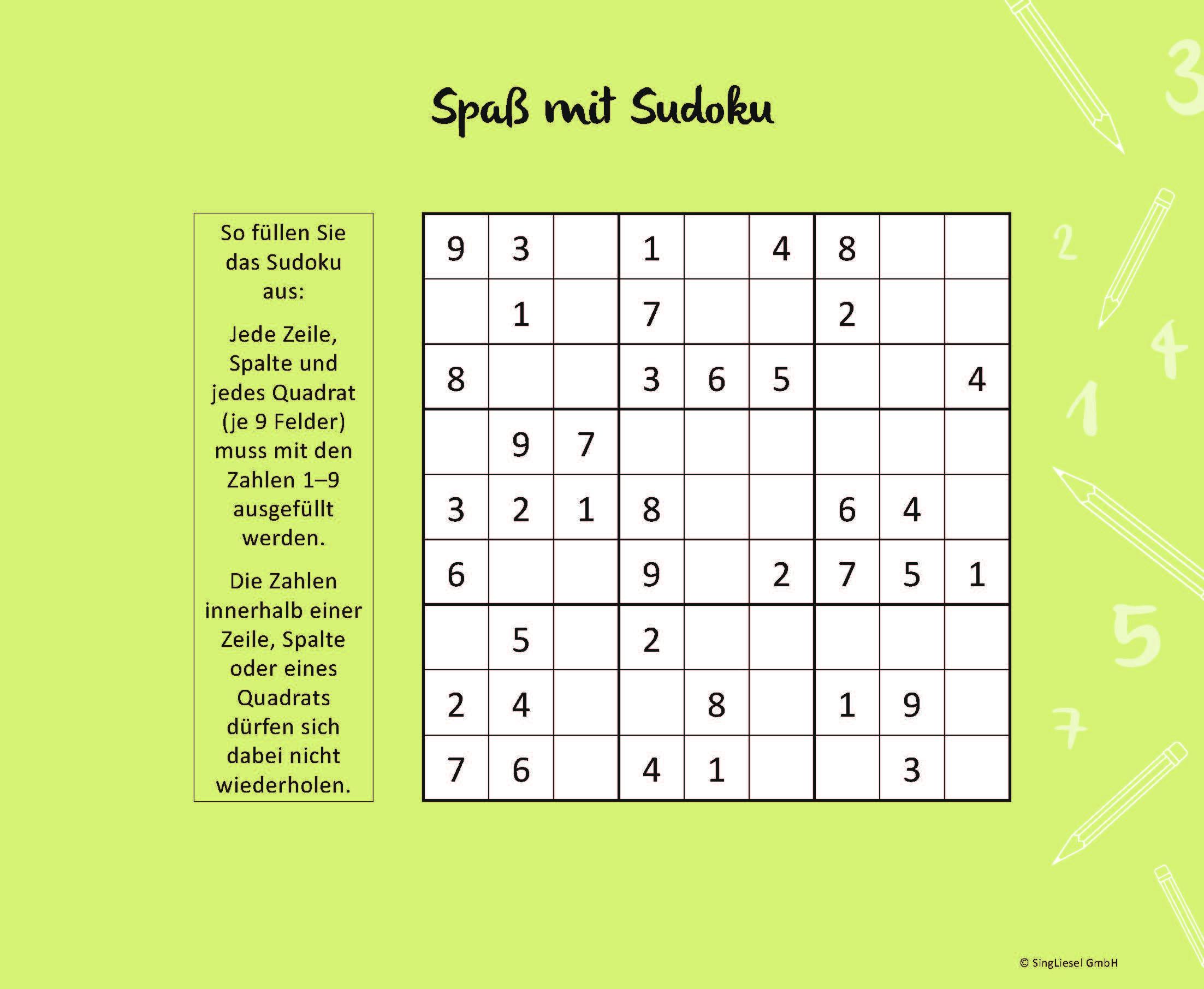 Beispielinhalt (Bild) Einfache Sudokus für Senioren, die Spaß machen. Rätsel-Spaß, Beschäftigung und Gedächtnistraining für Senioren. Auch mit Demenz. Großdruck.