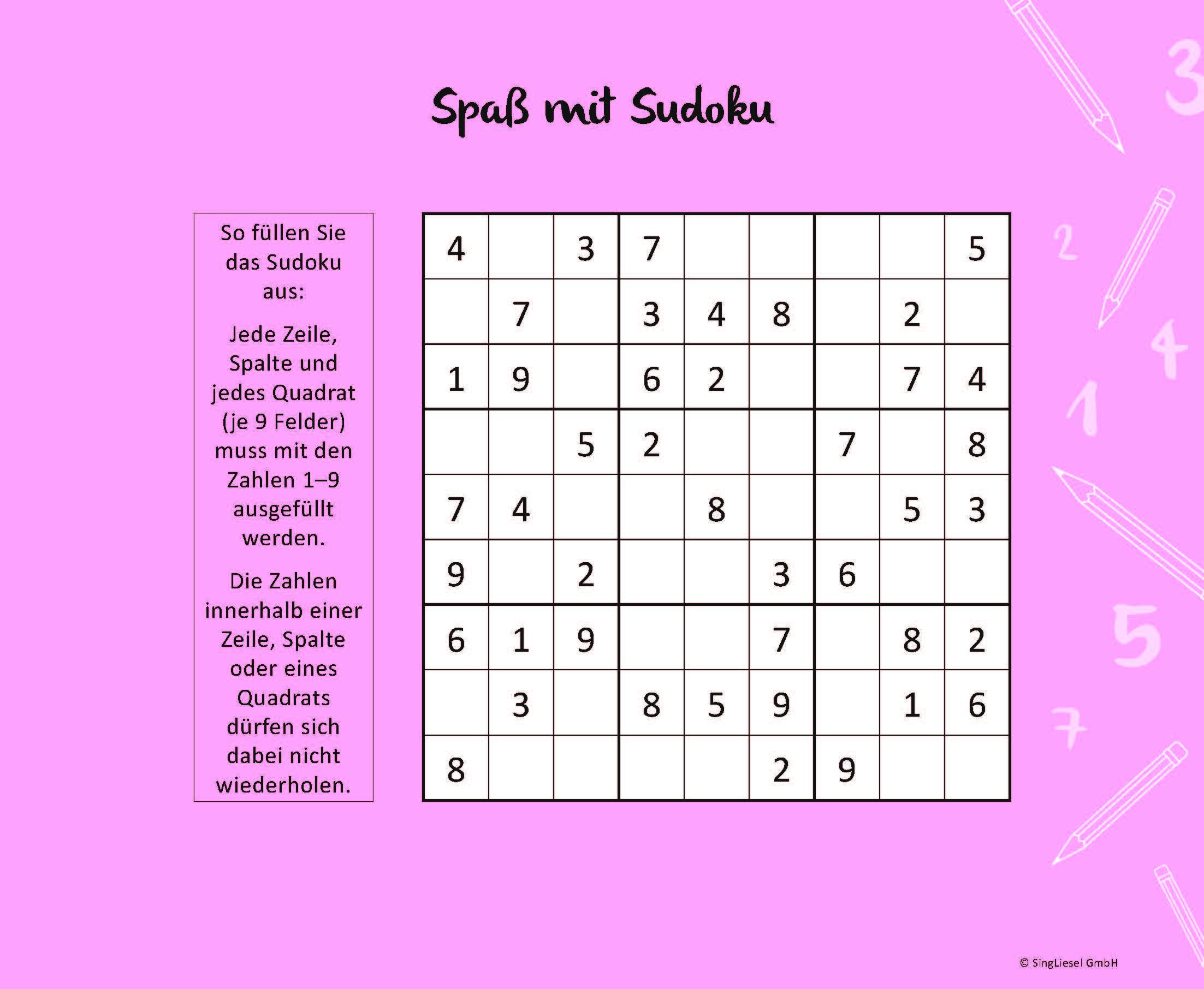 Beispielinhalt (Bild) Einfache Sudokus für Senioren, die Spaß machen. Rätsel-Spaß, Beschäftigung und Gedächtnistraining für Senioren. Auch mit Demenz. Großdruck.