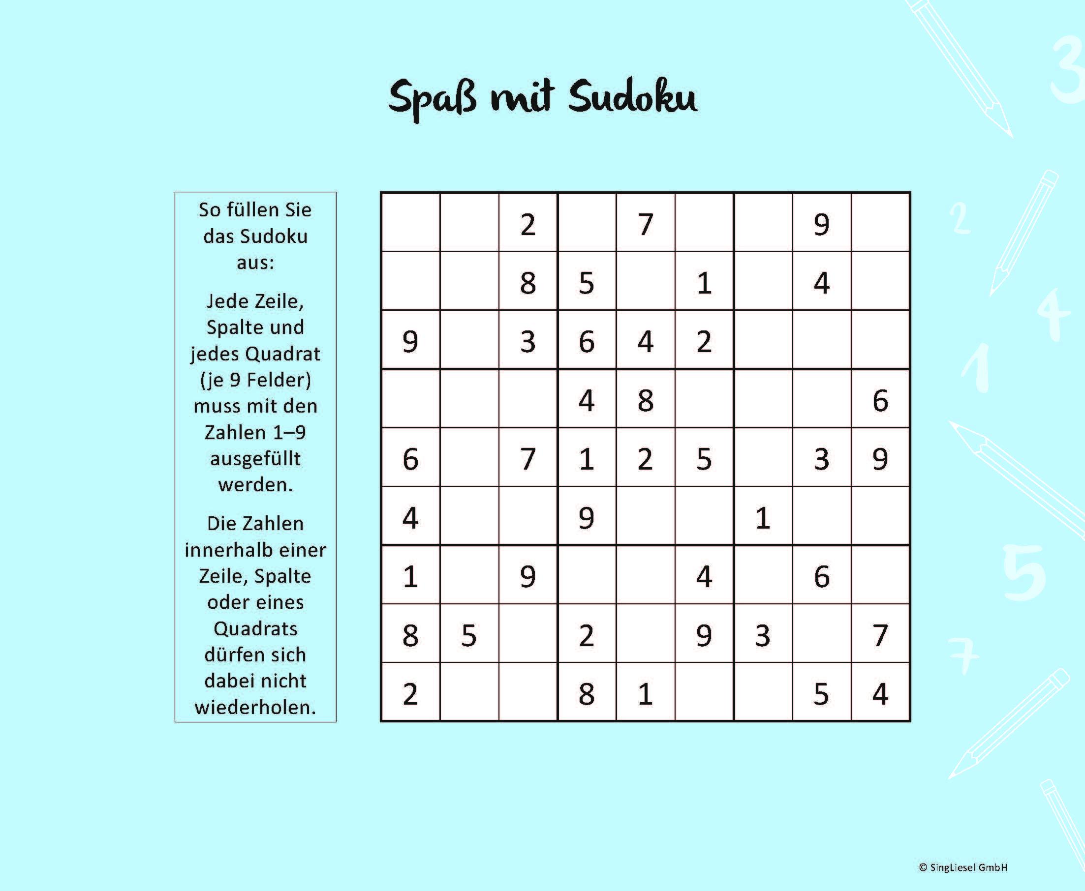 Beispielinhalt (Bild) Einfache Sudokus für Senioren, die Spaß machen. Rätsel-Spaß, Beschäftigung und Gedächtnistraining für Senioren. Auch mit Demenz. Großdruck.
