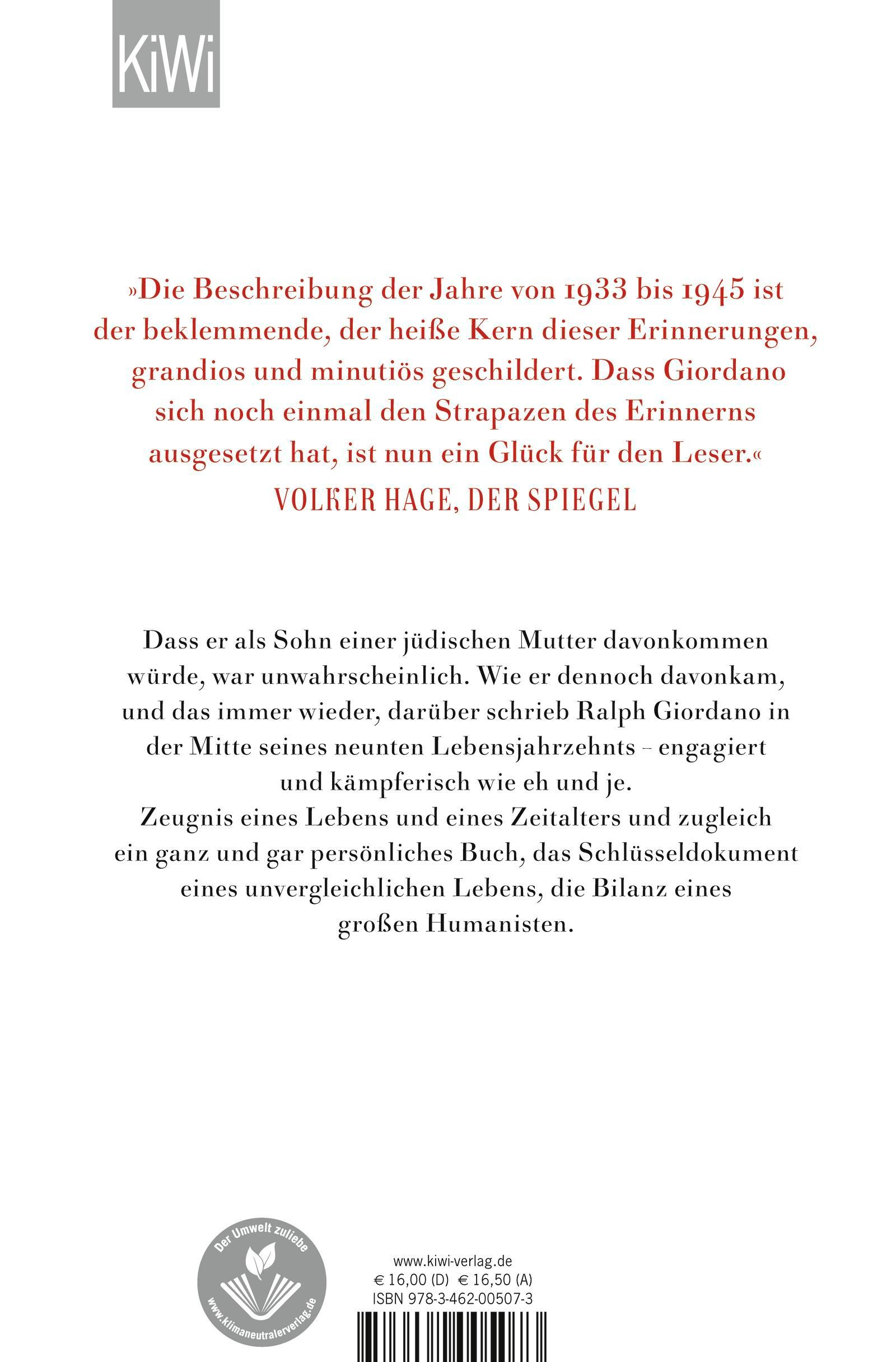 Rückseitencover Erinnerungen eines Davongekommenen