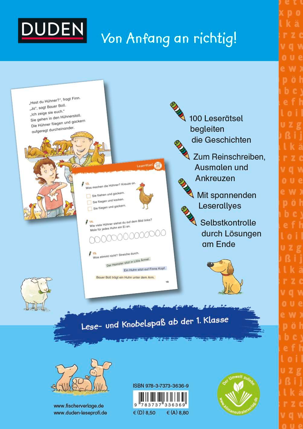Rückseitencover Duden Leseprofi - Lustiges Lese-Übungsbuch für die 1. Klasse