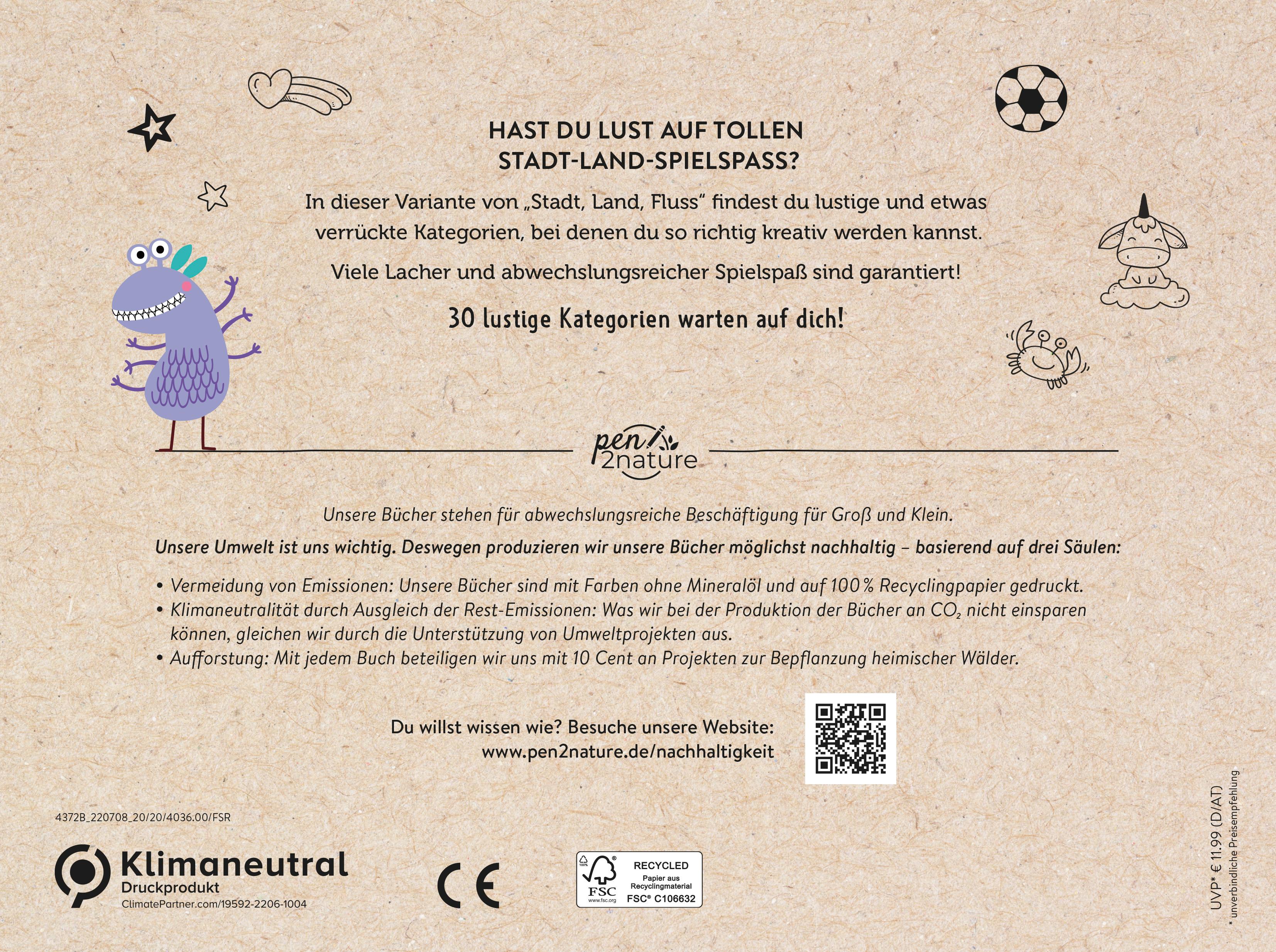 Rückseitencover Stadt-Land-Blödsinn. Bunter Spiele-Block für Kinder ab 8 Jahren