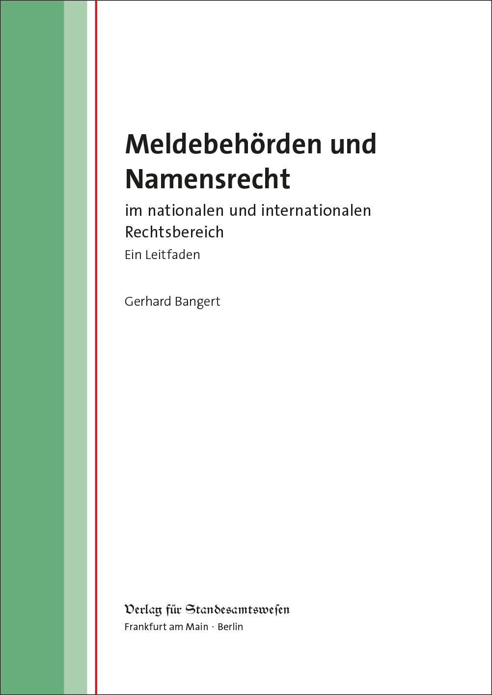 Vorderes Coverbild Meldebehörden und Namensrecht
