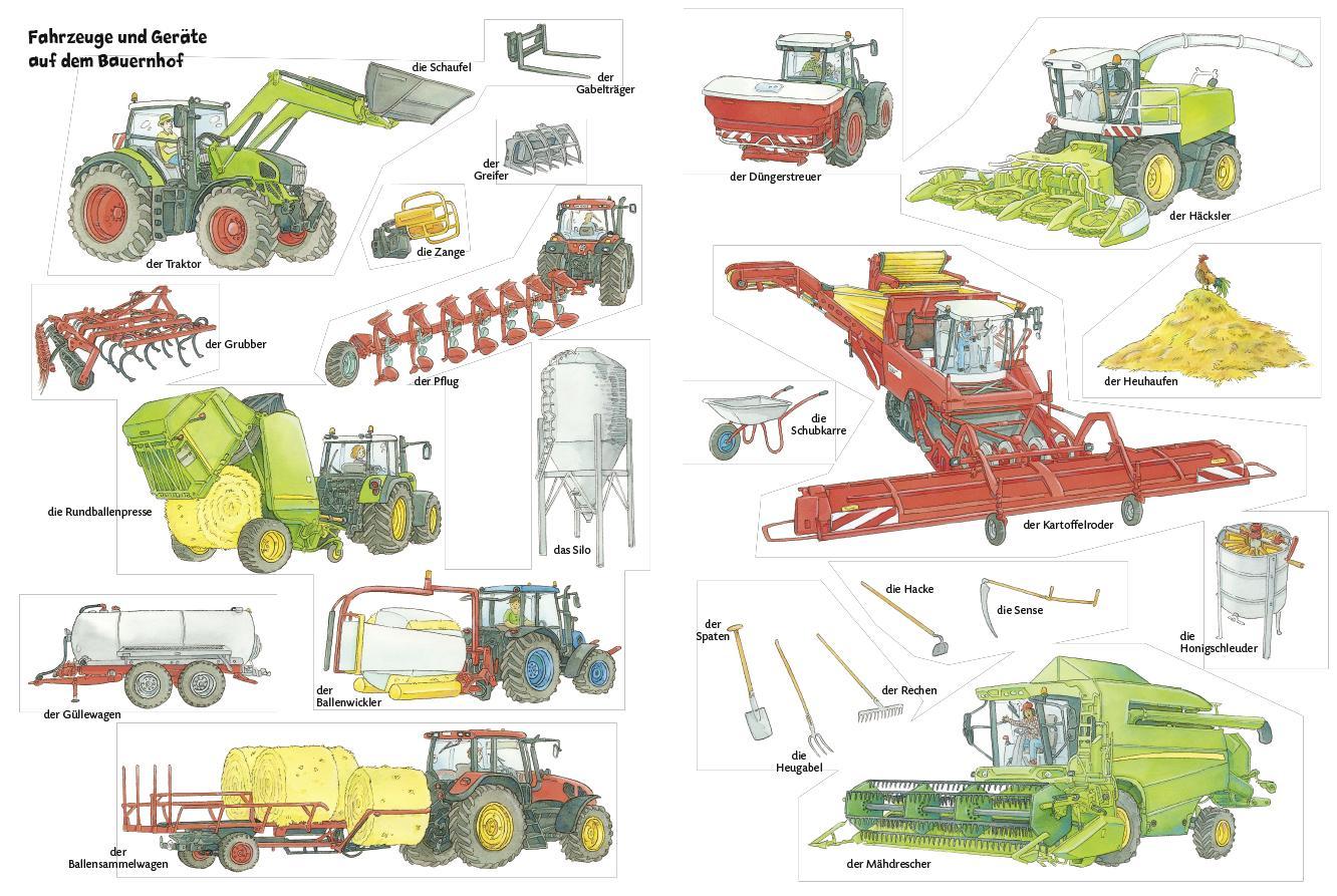 Beispielinhalt (Bild) Traktor, Kühe & Bauernhof: Das große Wimmelbuch vom Landleben