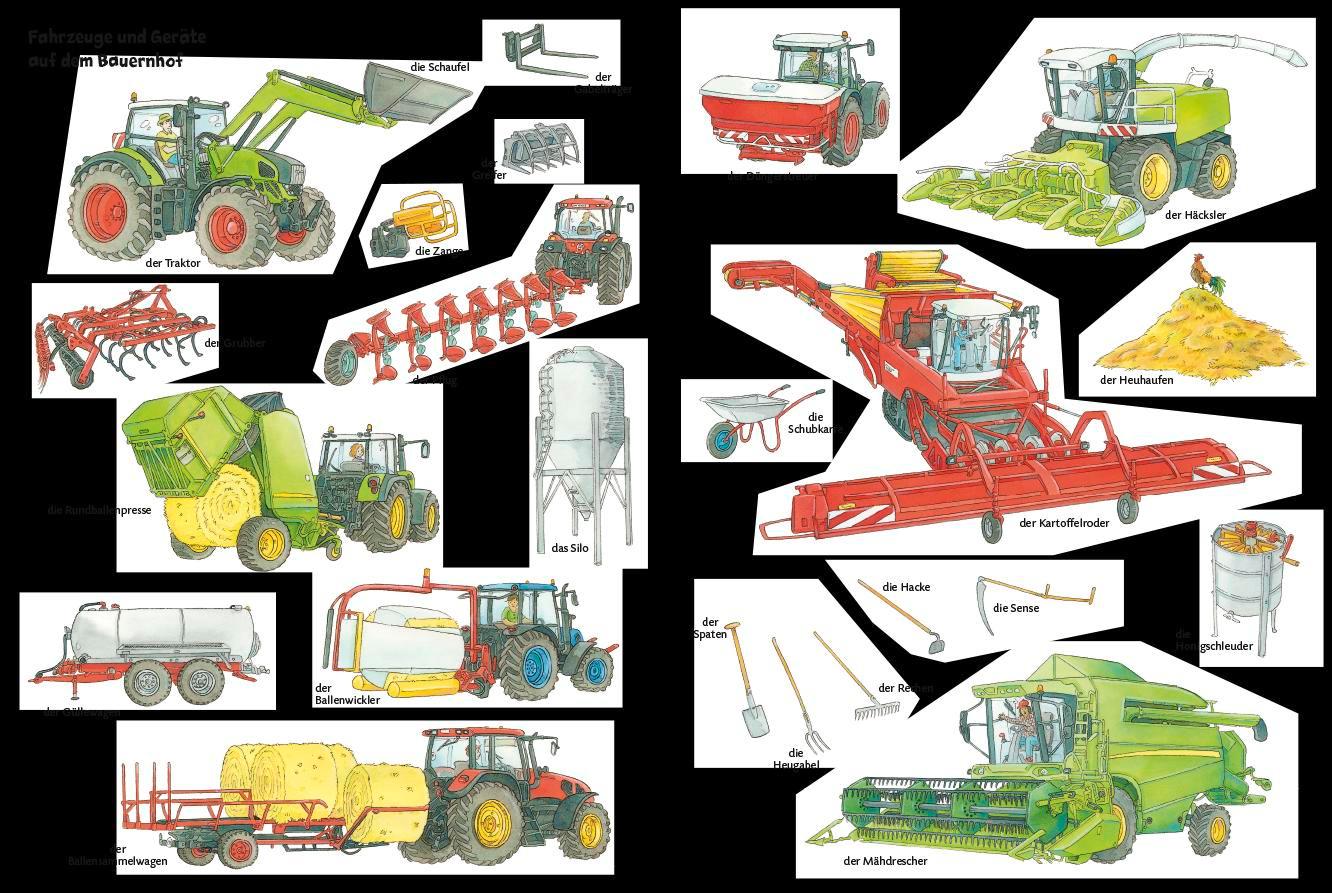Beispielinhalt (Bild) Traktor, Kühe & Bauernhof: Das große Wimmelbuch vom Landleben