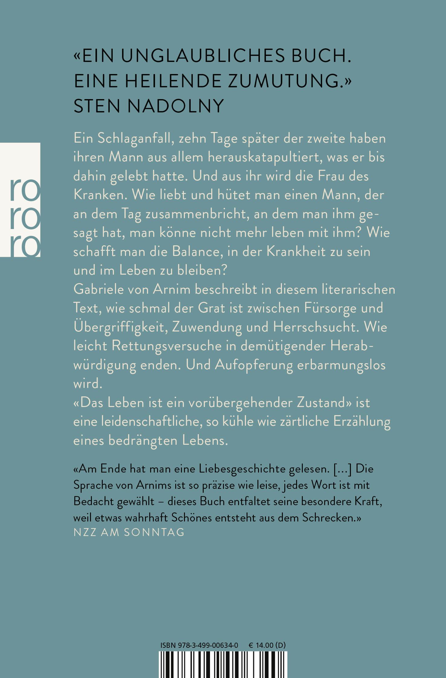 Rückseitencover Das Leben ist ein vorübergehender Zustand